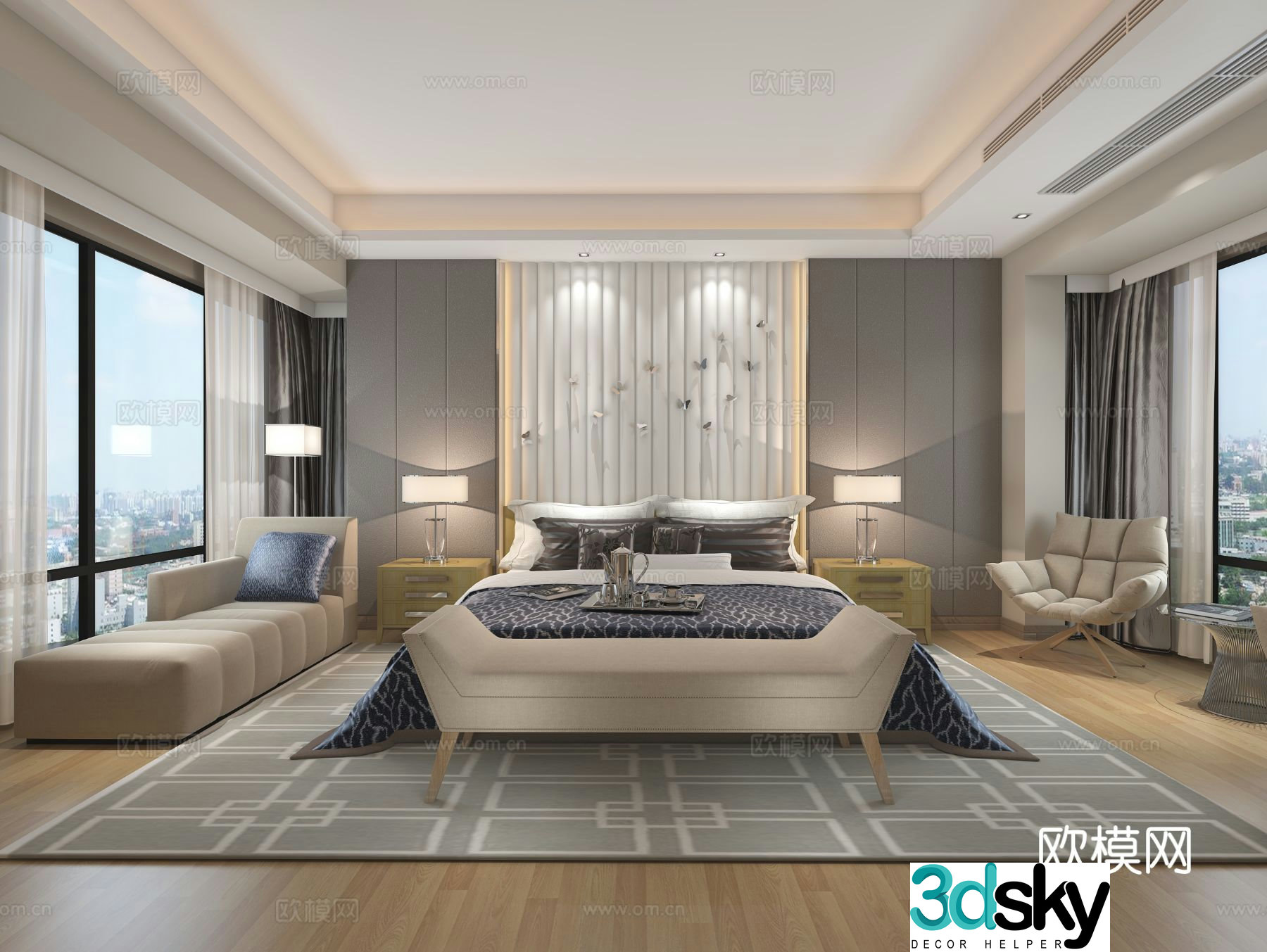 Modern bedroom master bedroom 3d model