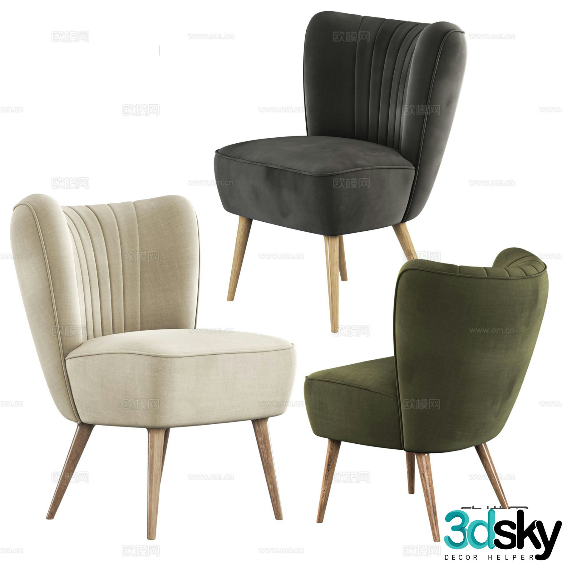 Vintage modern sofa chair leisure chair 3d model