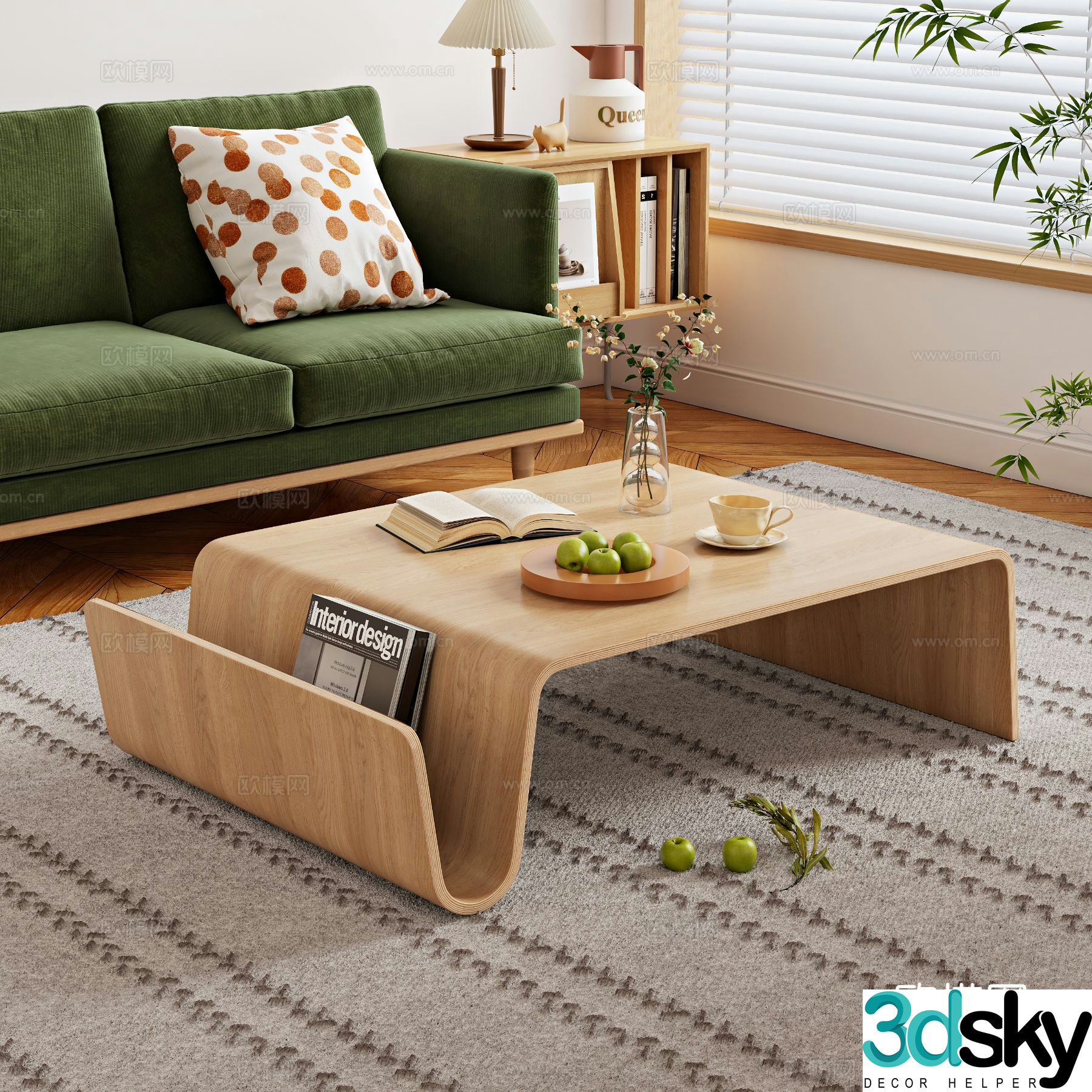 Nordic coffee table solid wood coffee table 3d model