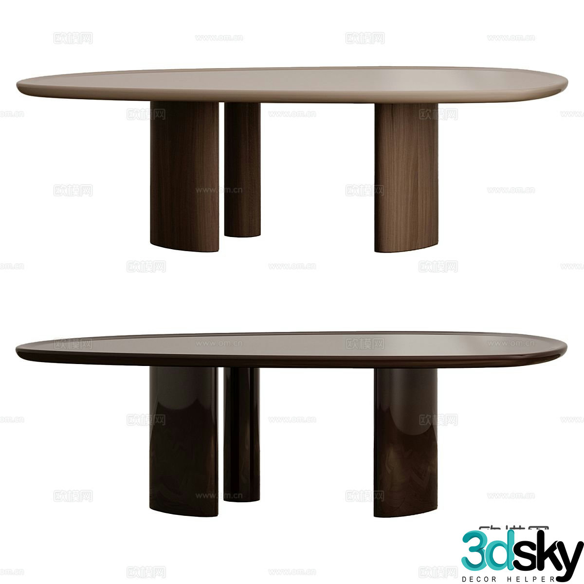 Nordic dining table oval dining table 3d model