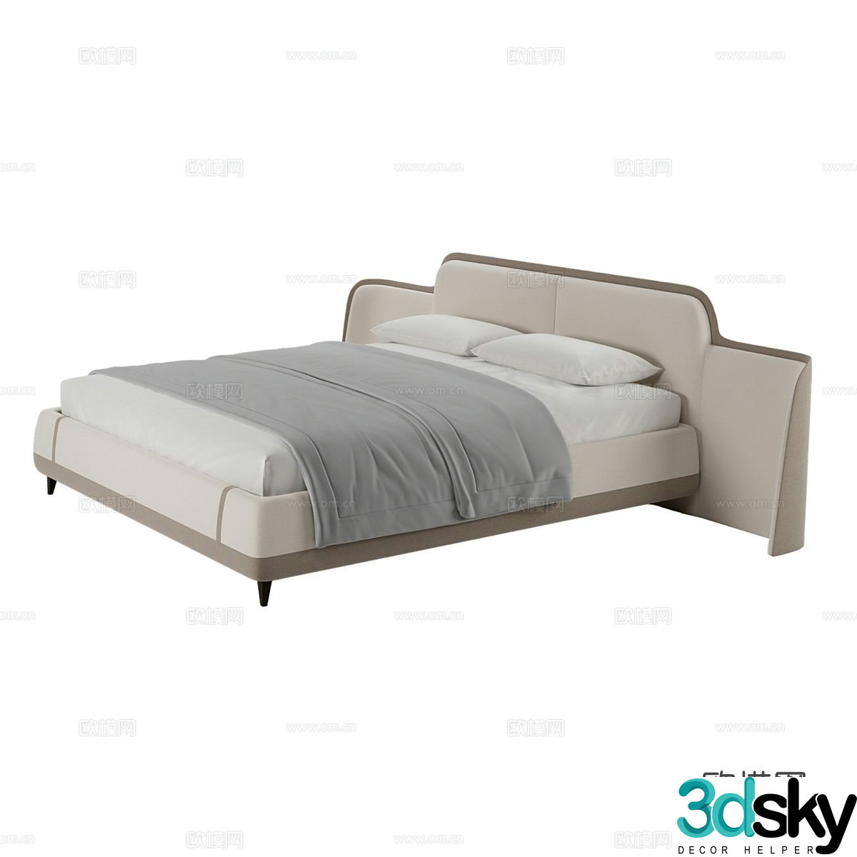 Modern double bed 3d model