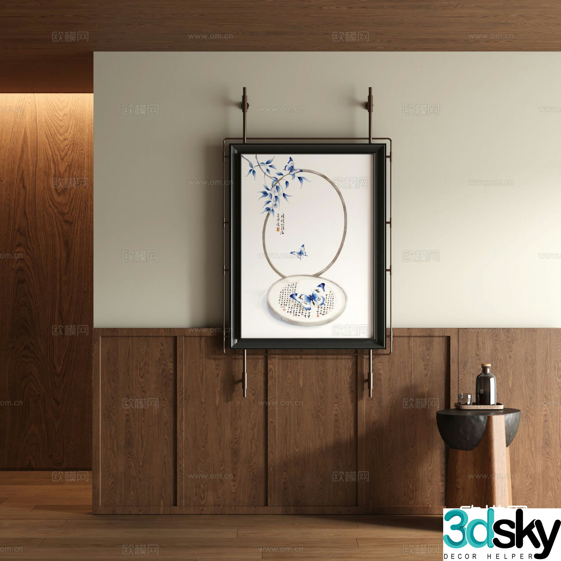 New Chinese style ink painting decorative painting 3D model
