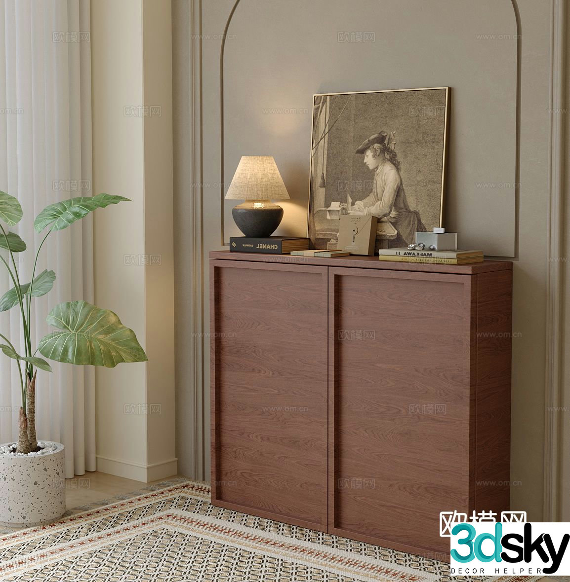 Wabi-sabi entrance cabinet side cabinet 3D model