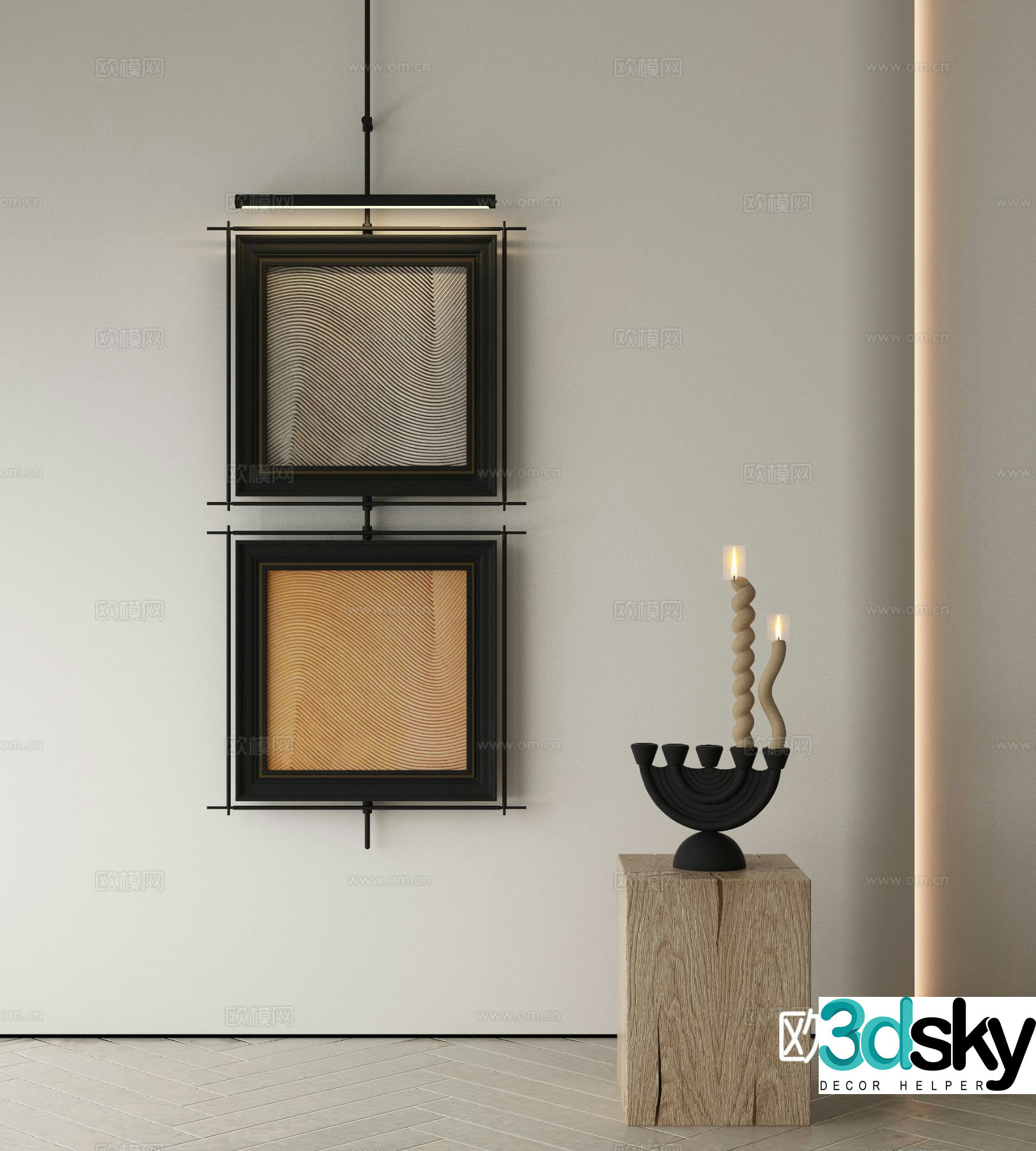 Modern texture painting decorative painting 3d model