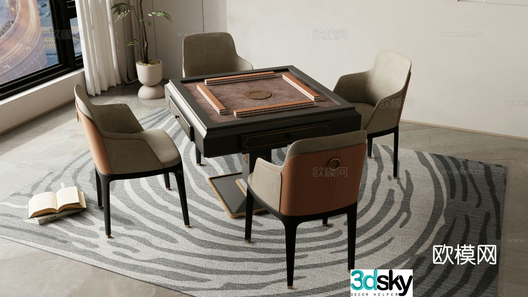 New Chinese style mahjong table 3d model