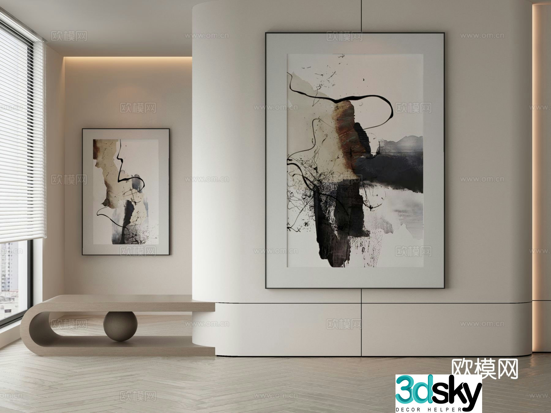 Modern texture painting decorative painting 3d model