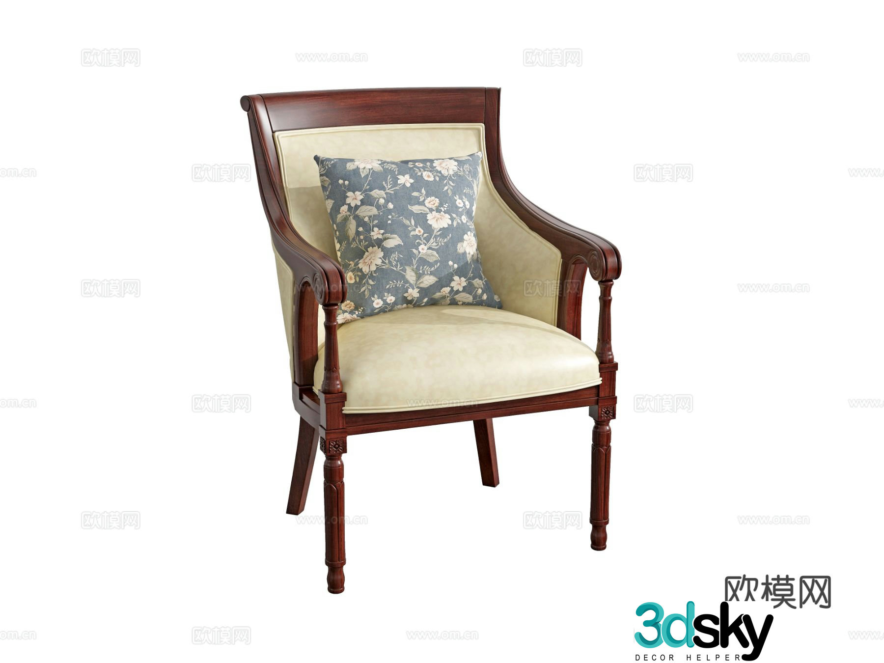 Simple European chair leisure chair 3d model
