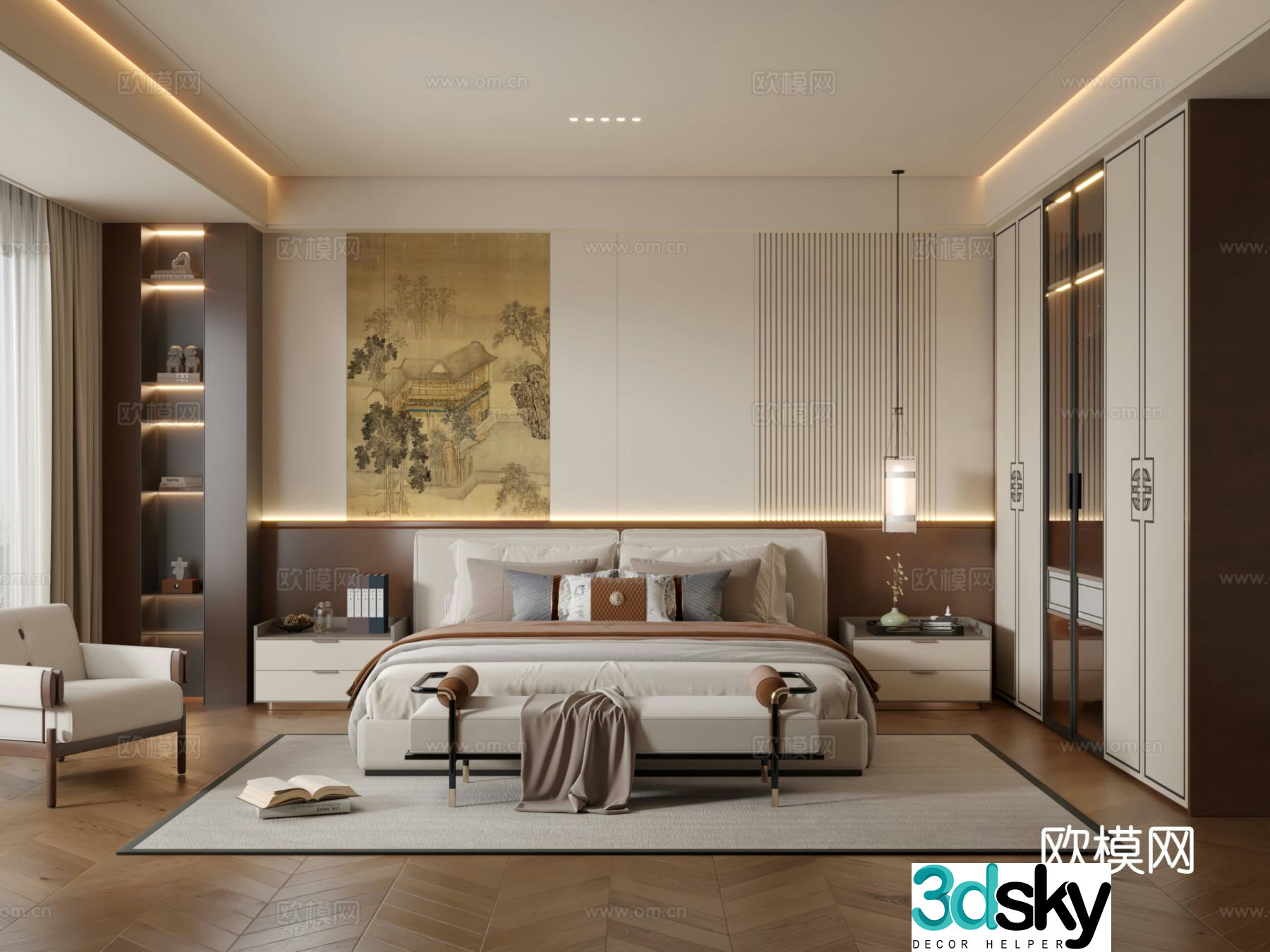 New Chinese style bedroom master bedroom 3d model