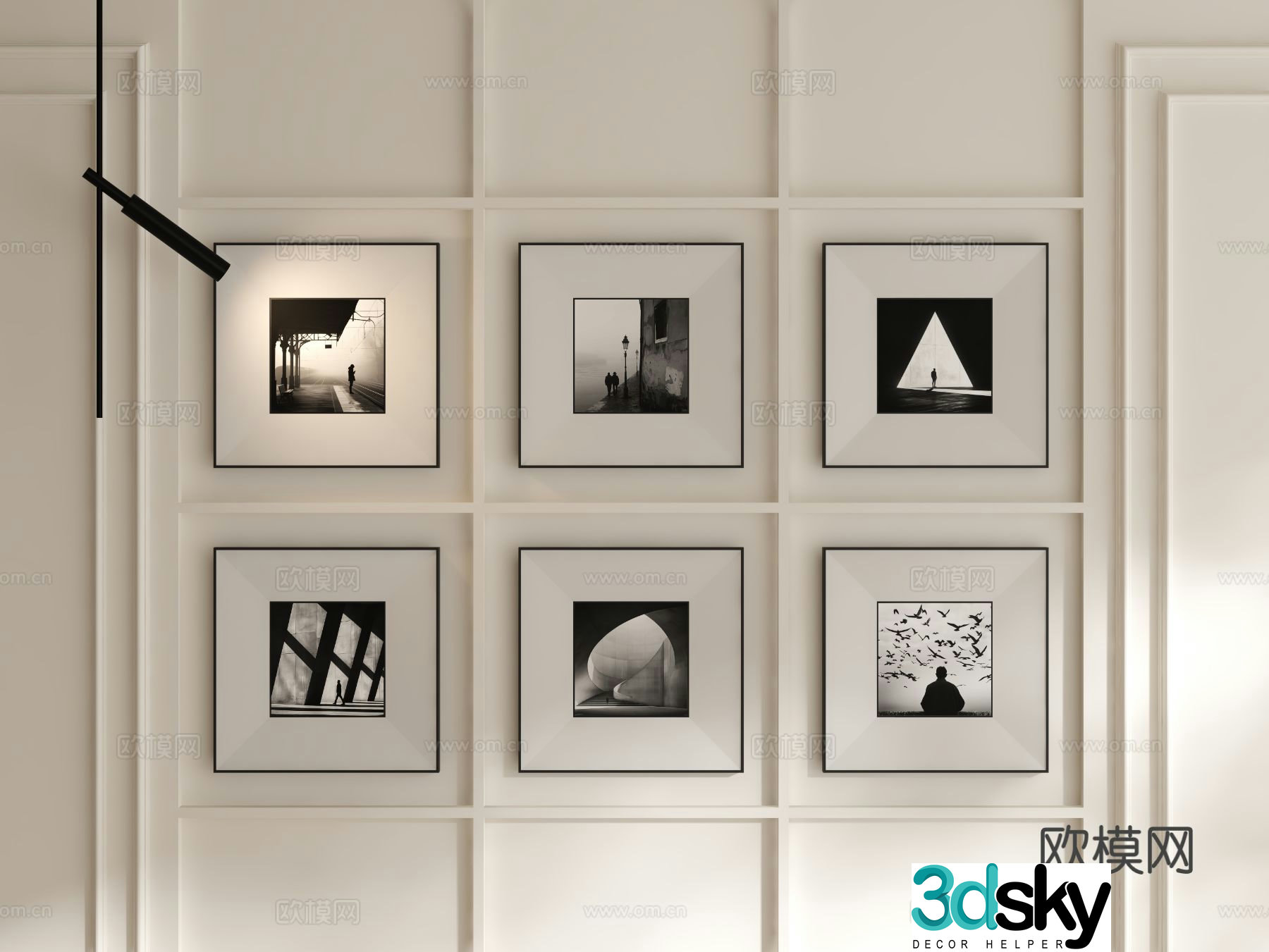 Decorative painting black and white painting art painting hanging painting 3d model