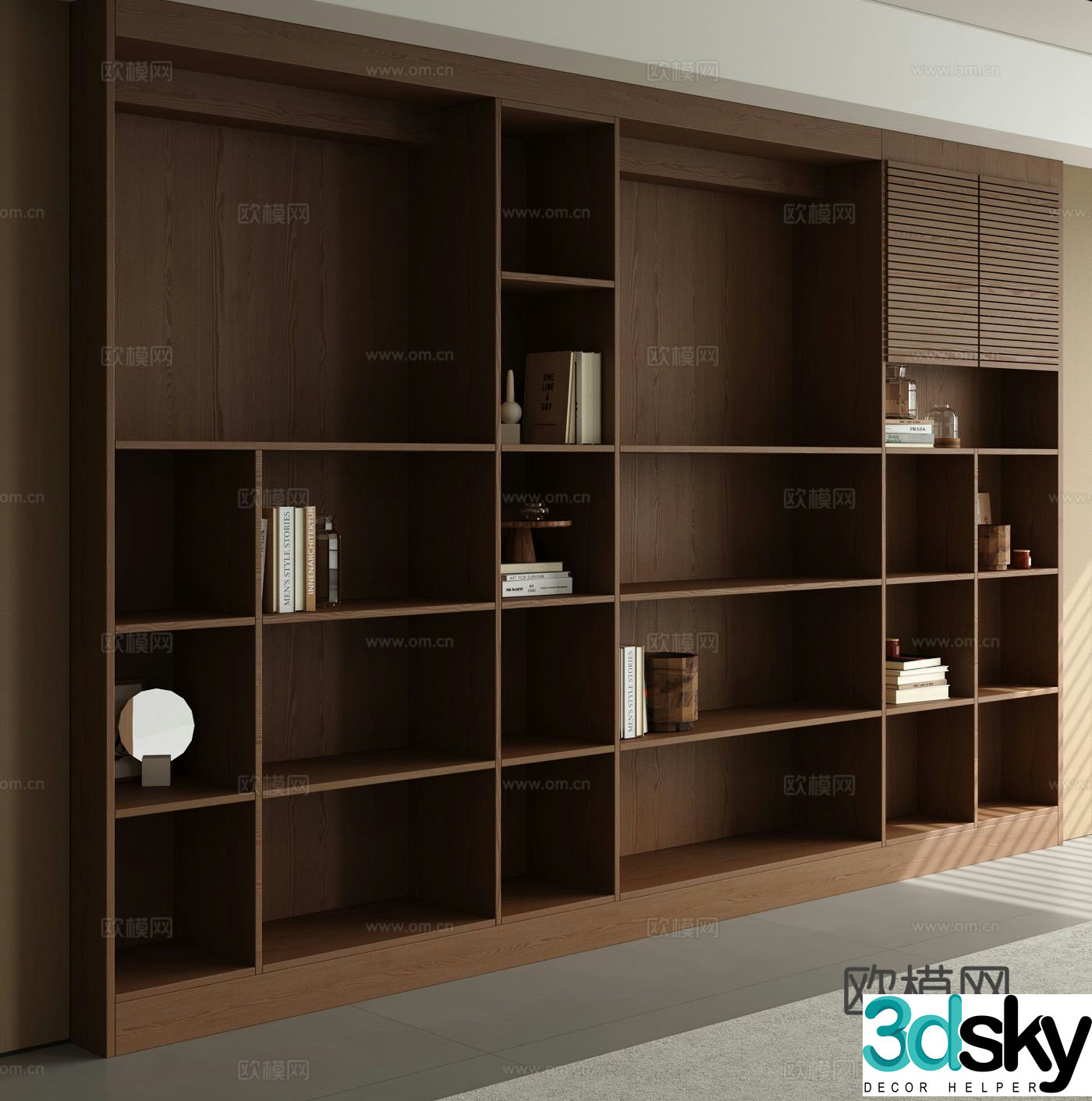 Modern bookcase shelf 3d model
