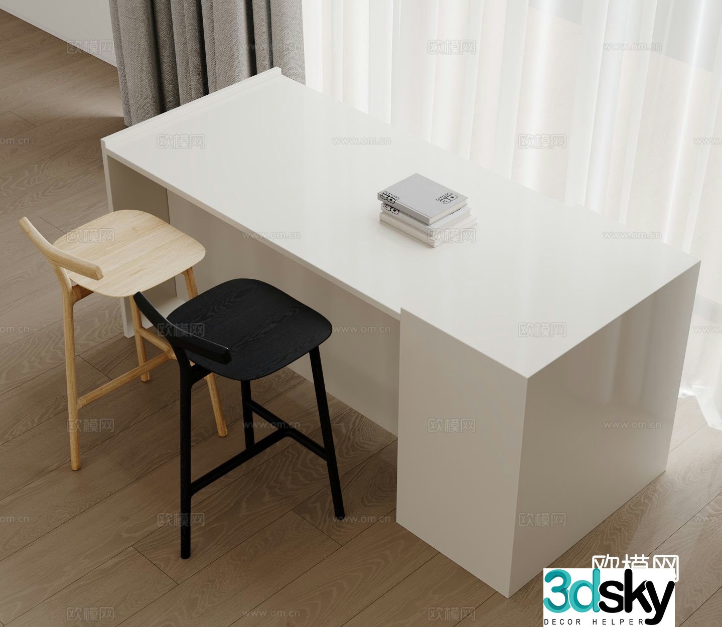 Nordic bar stool bar stool high stool 3d model