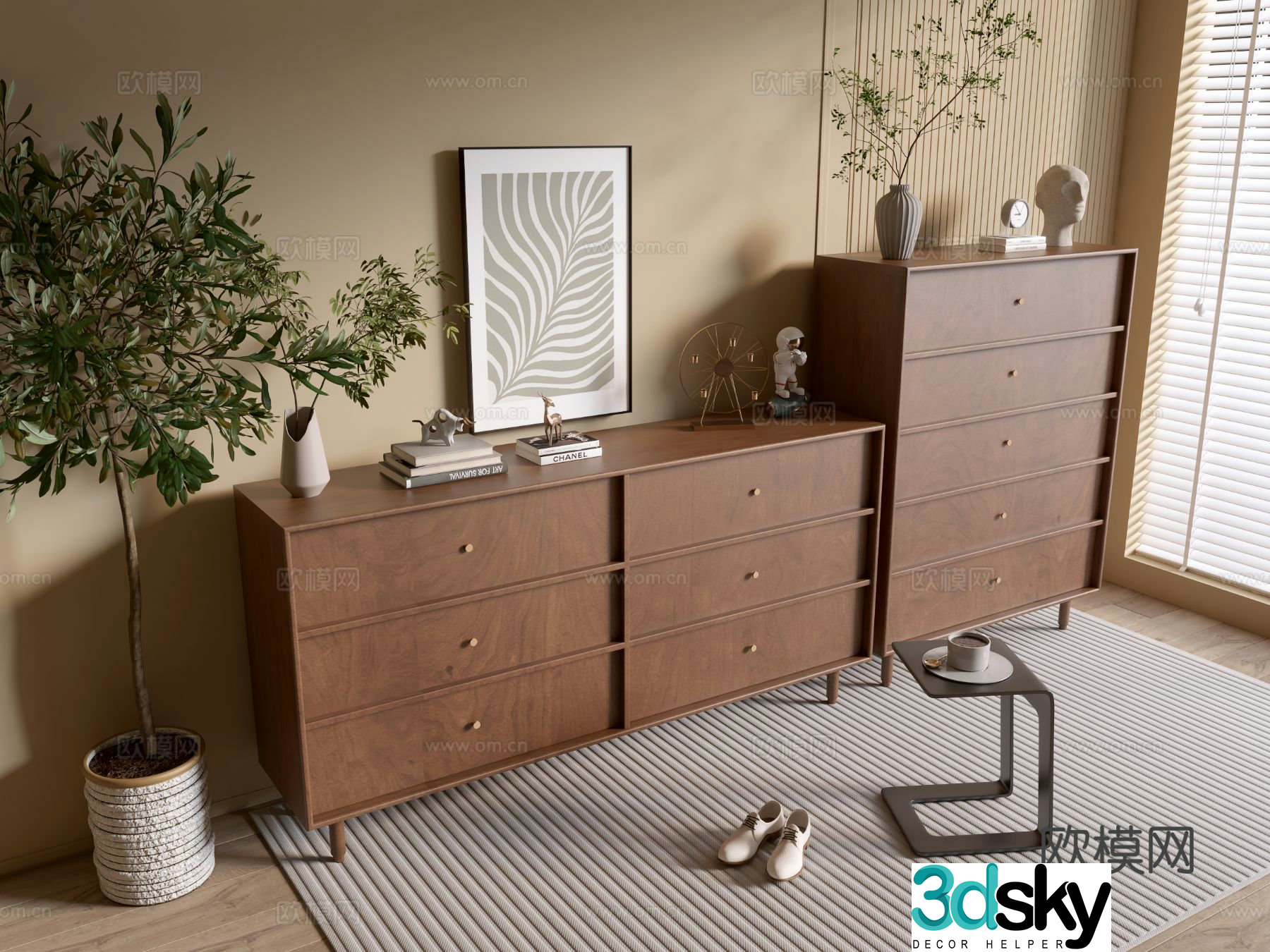 Medieval style chest of drawers 3D model