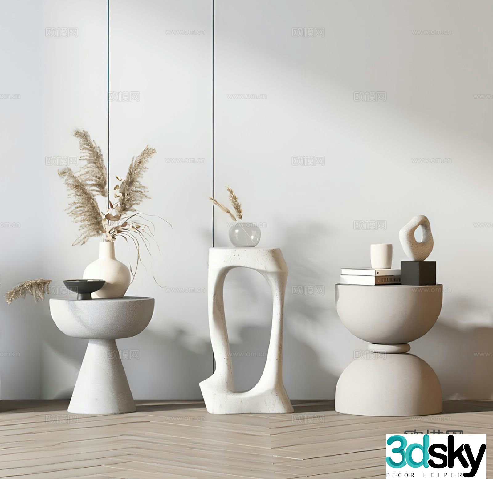Wabi-sabi circle table side table corner table 3D model