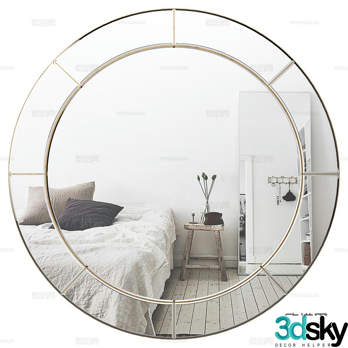 Decorative mirror round bathroom mirror mirror 3d model