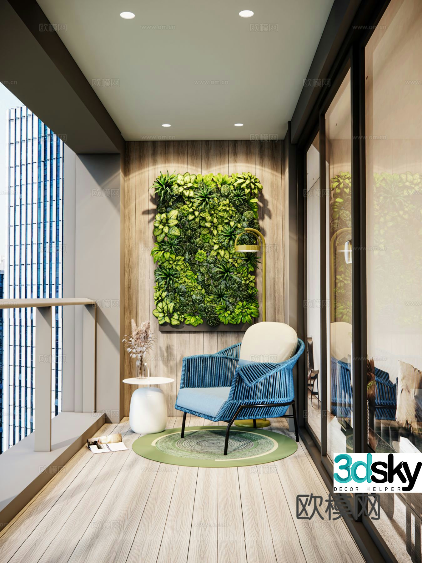 Living balcony leisure balcony 3d model