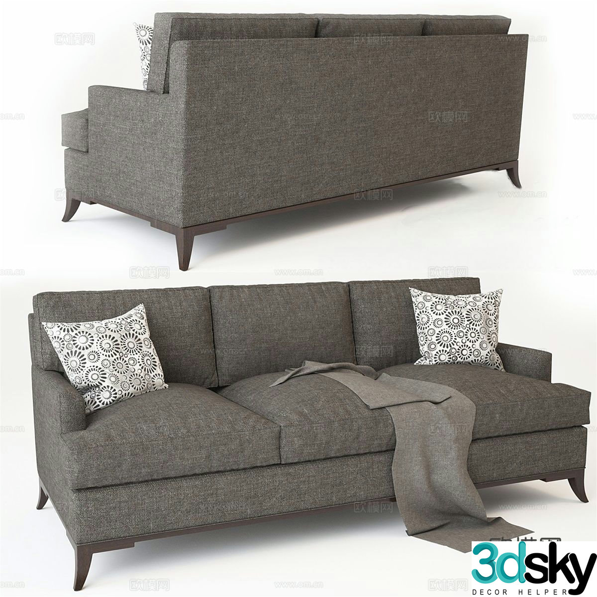 BAKER three-seat sofa upholstered sofa 3d model
