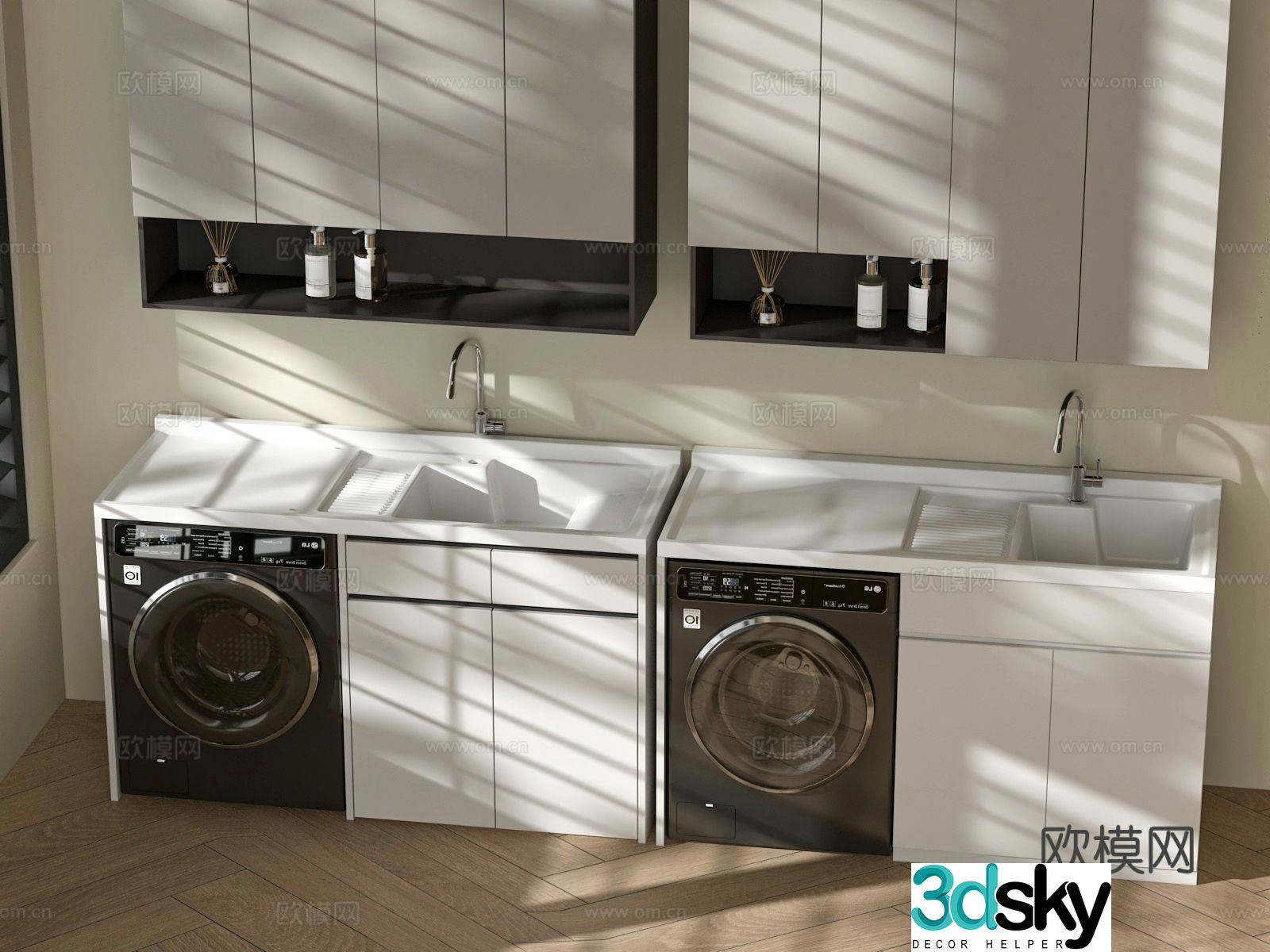 Modern balcony cabinet washing machine cabinet 3d model