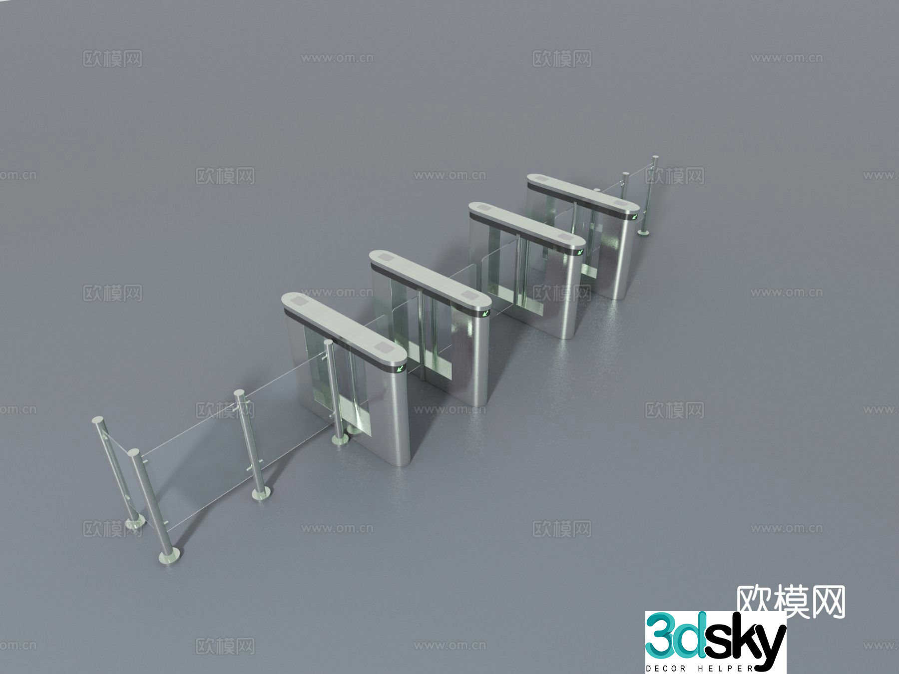 Office building access control 3d model