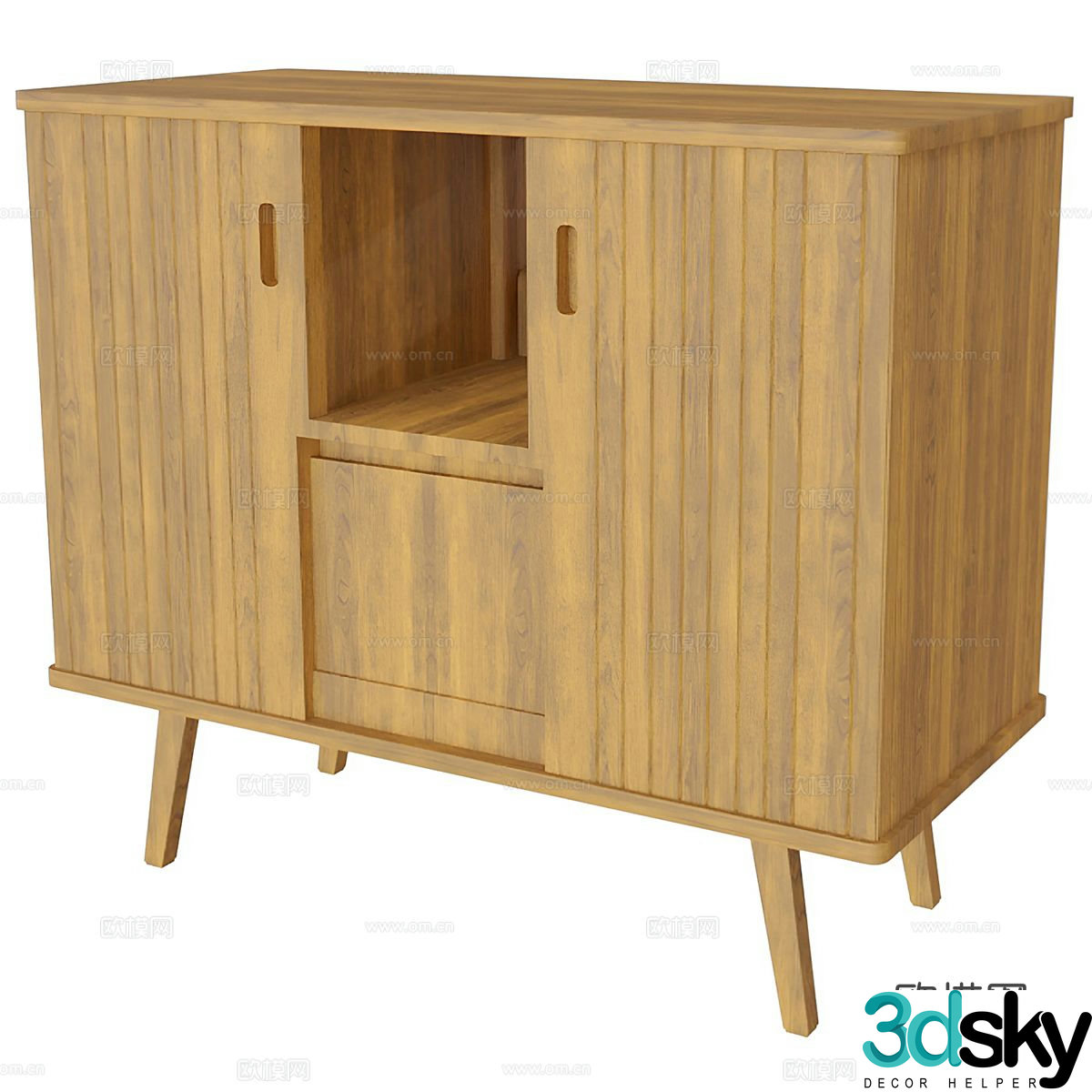 Log entrance cabinet low cabinet 3d model