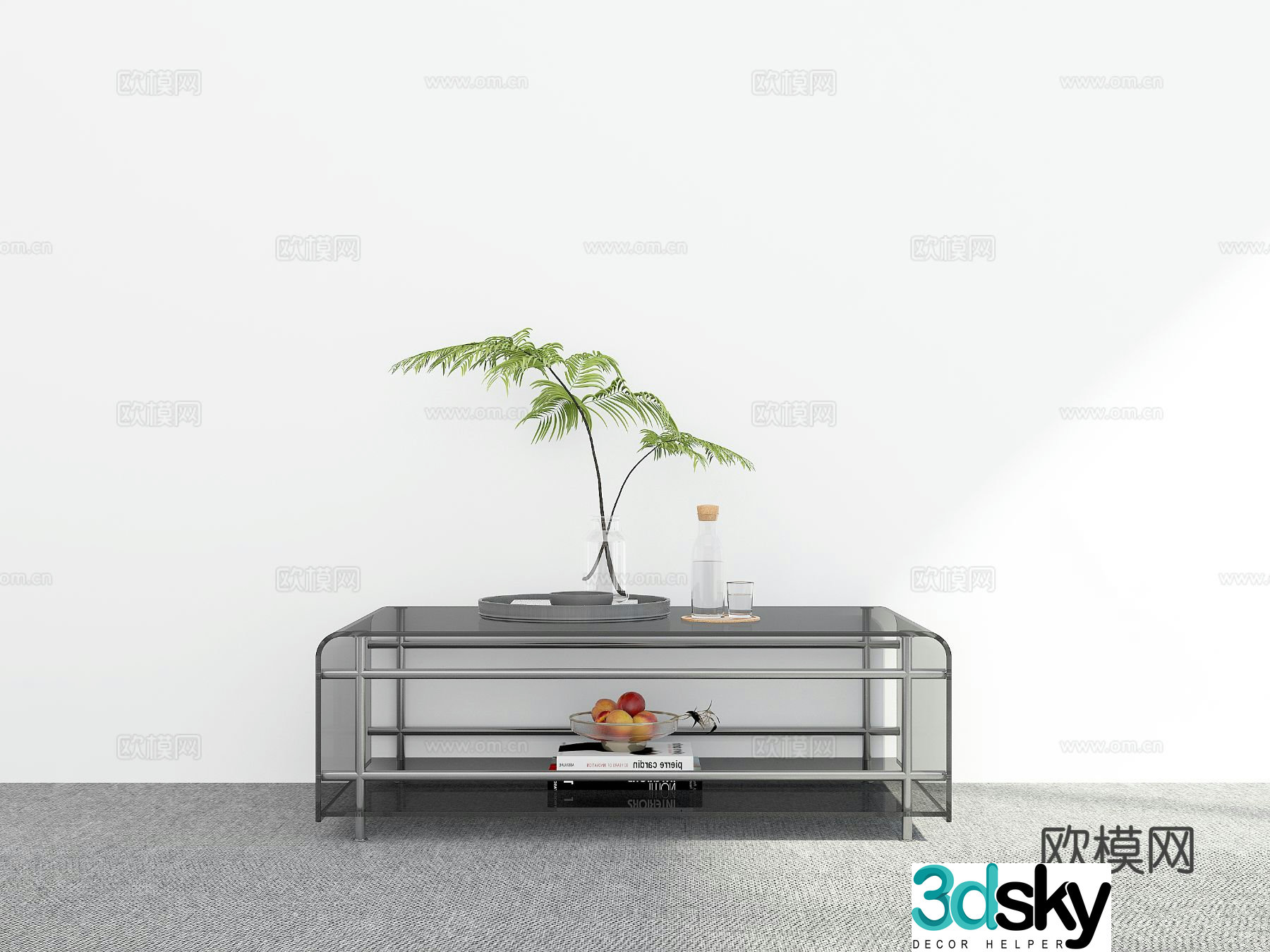 Minimalist coffee table square coffee table 3d model