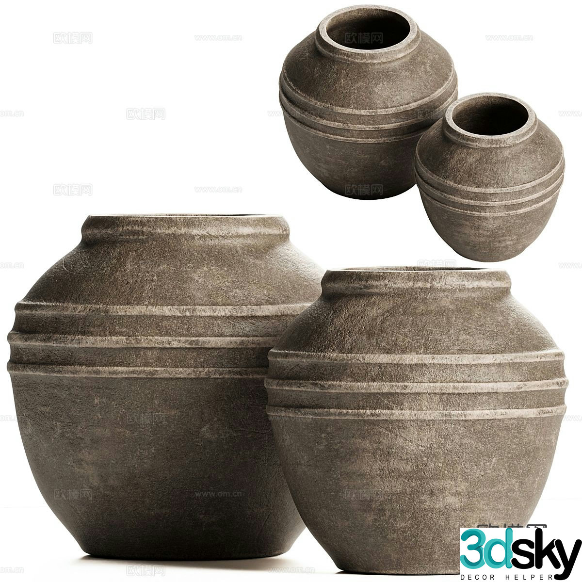 Wabi-sabi pottery vessel pottery 3d model