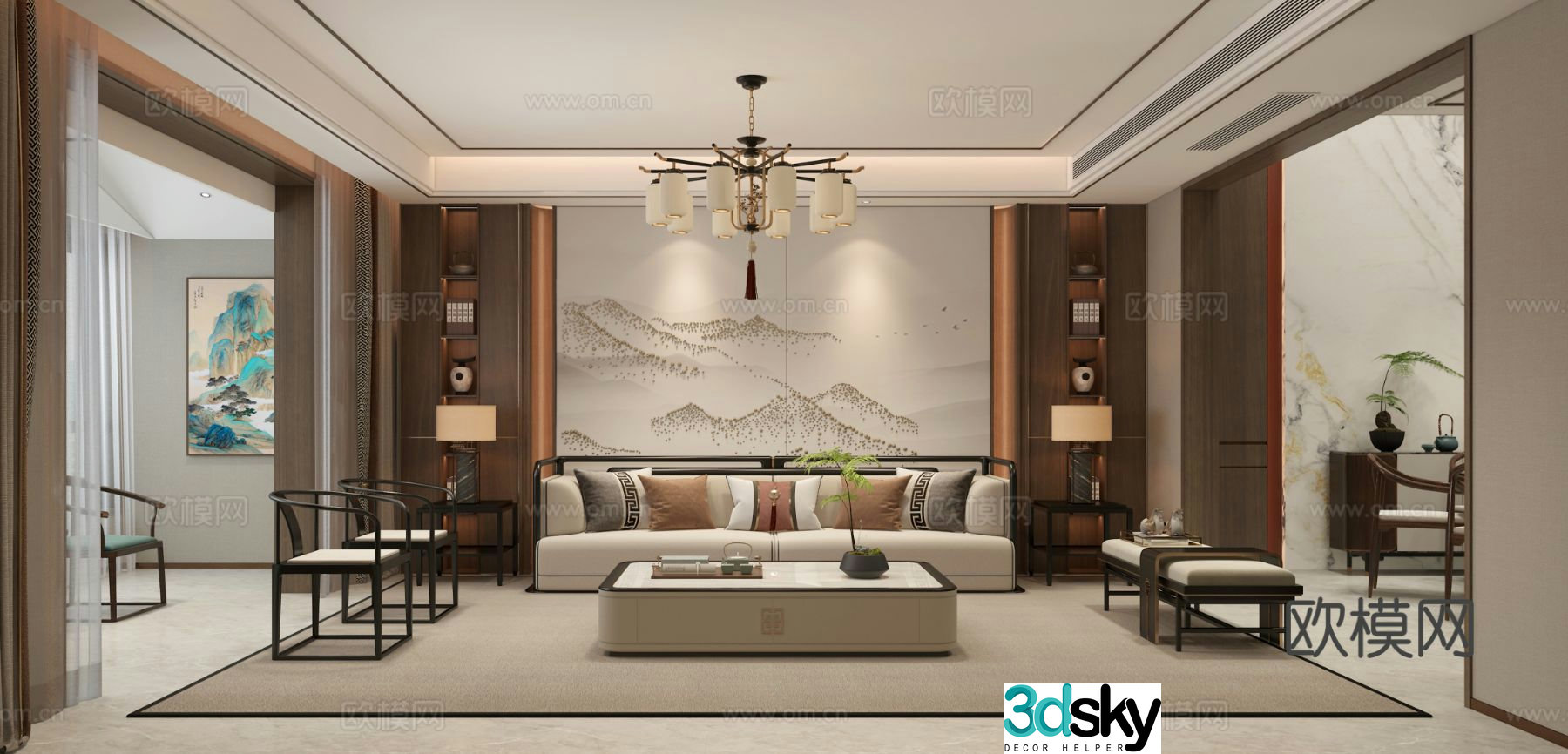 New Chinese style living room 3d model