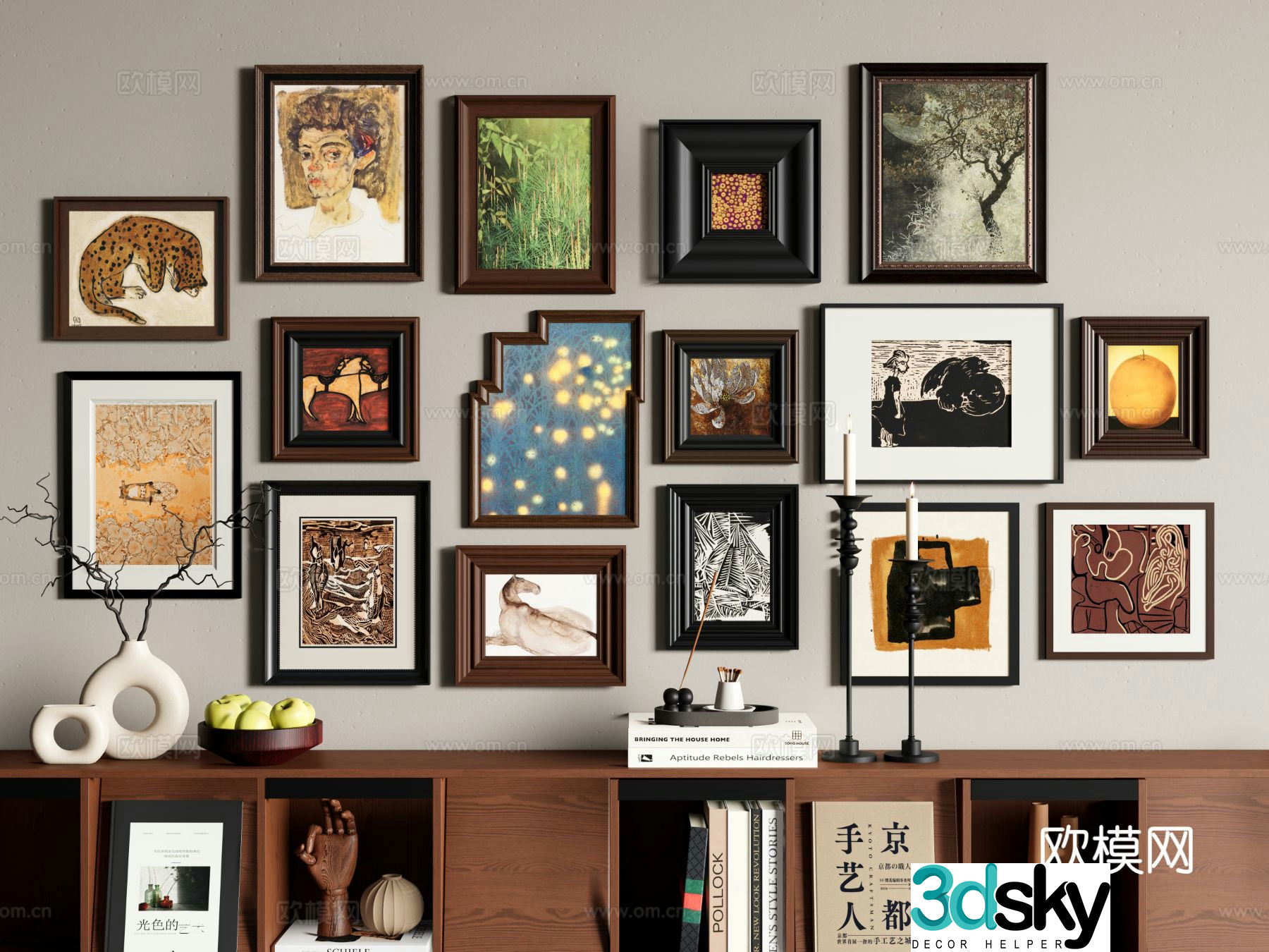 Medieval style hanging painting decorative painting 3d model