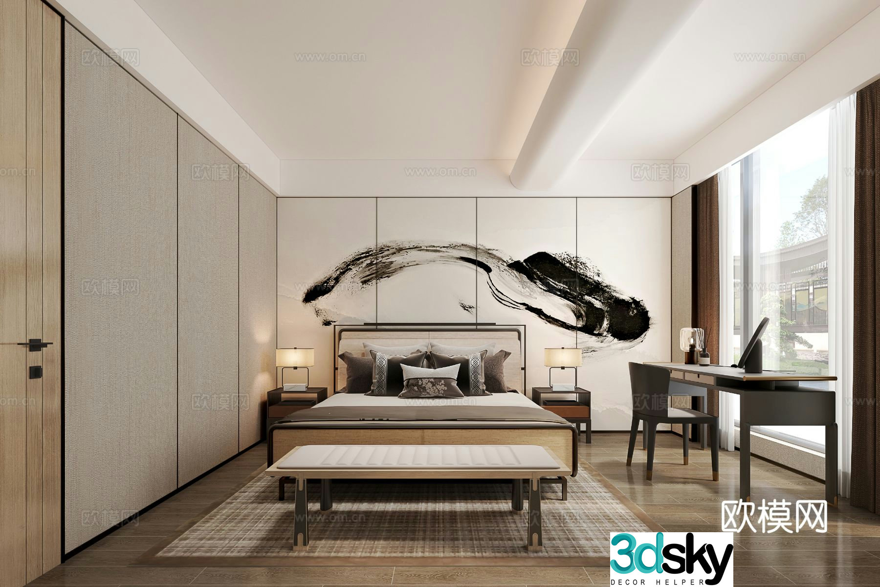 New Chinese style bedroom master bedroom 3d model