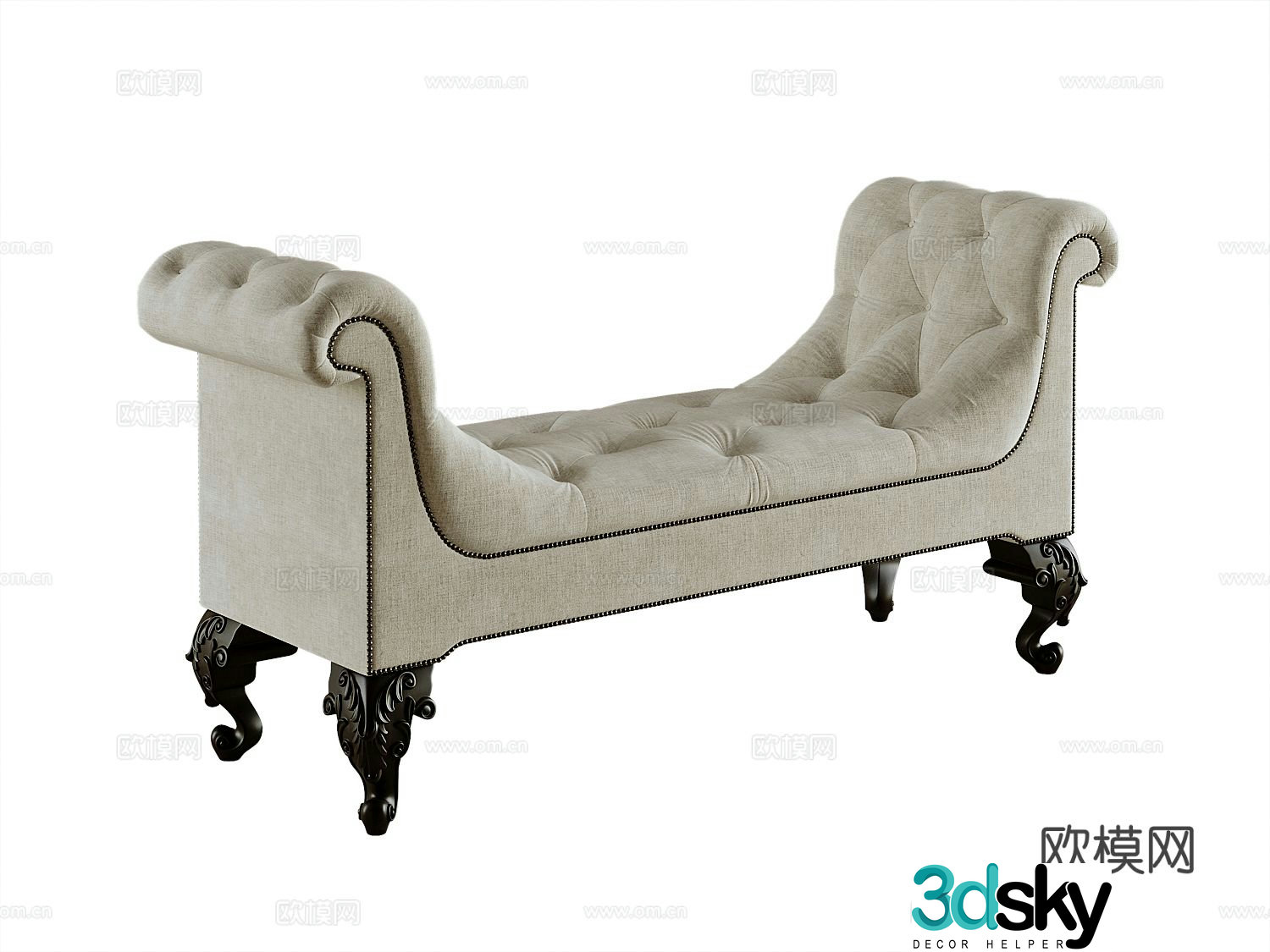 American footrest bedside stool 3d model