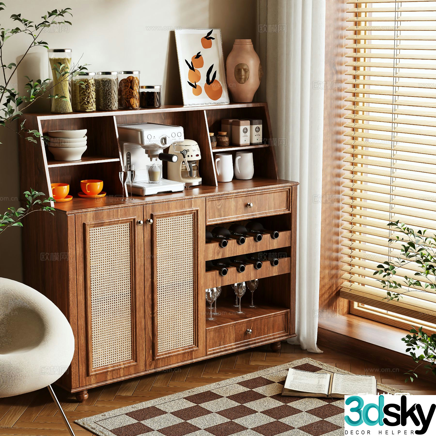 Medieval style sideboard 3d model