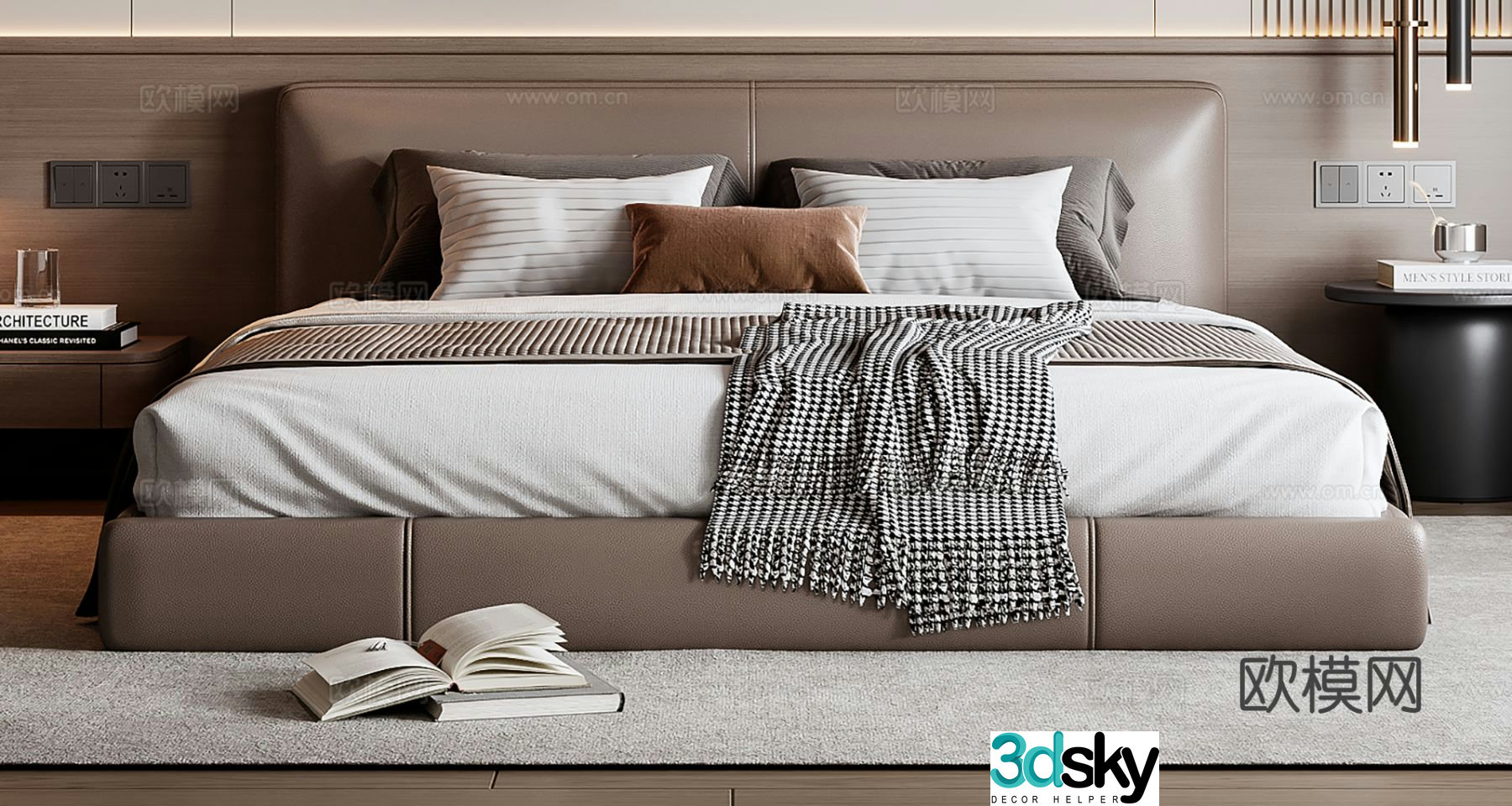 Italian double bed 3d model