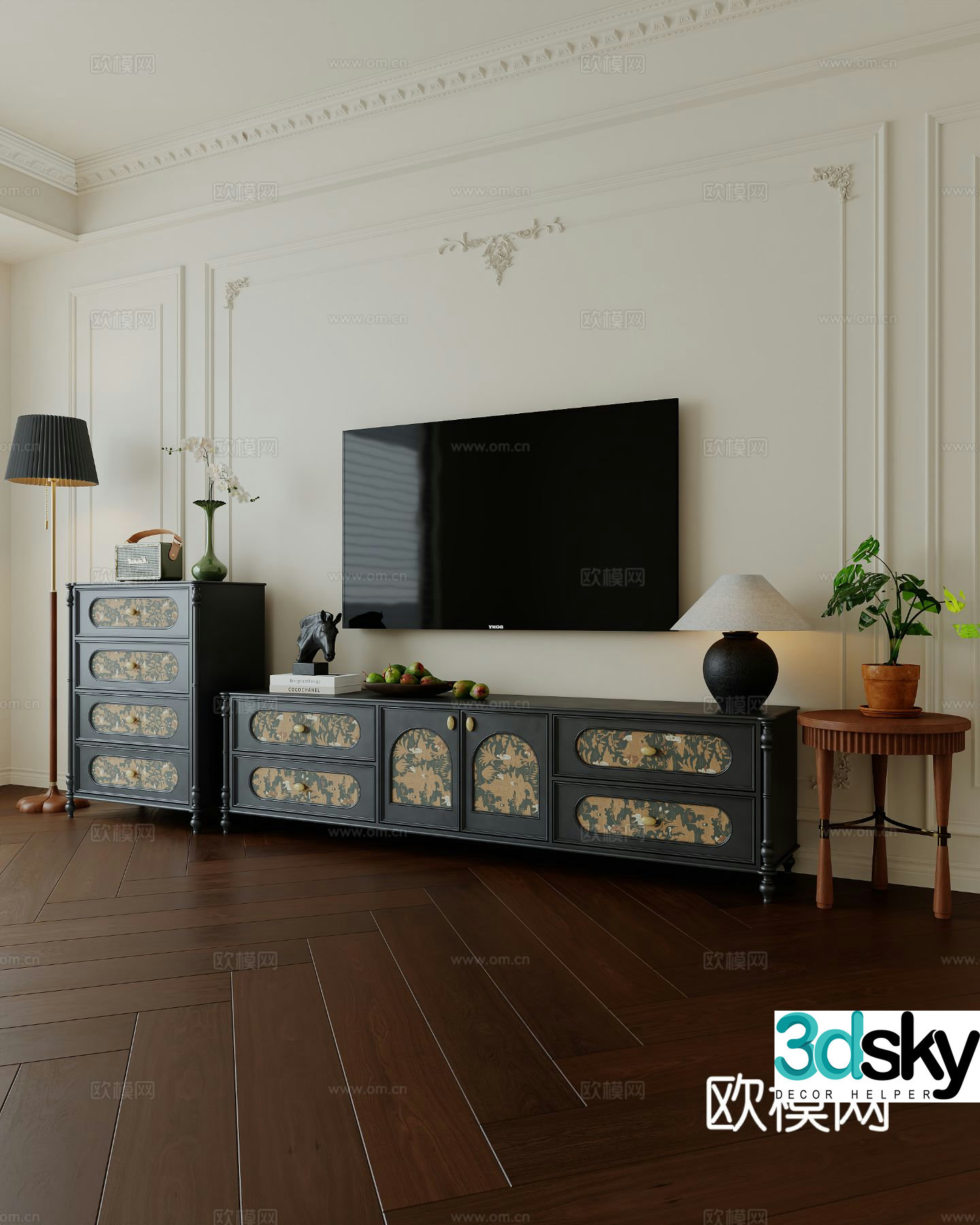 Medieval style TV cabinet 3D model