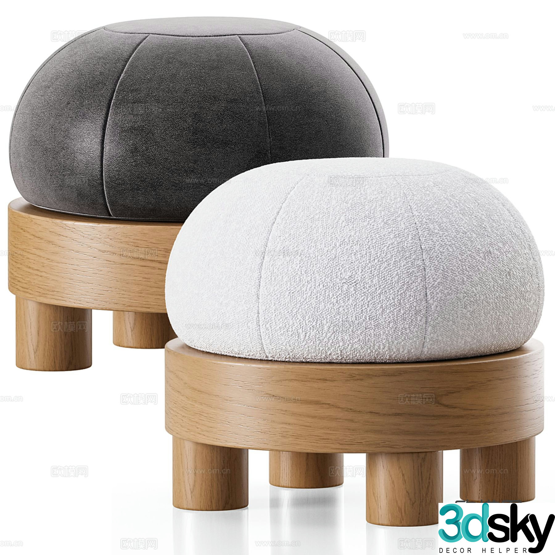 Sofa stool round stool low stool shoe changing stool 3D model