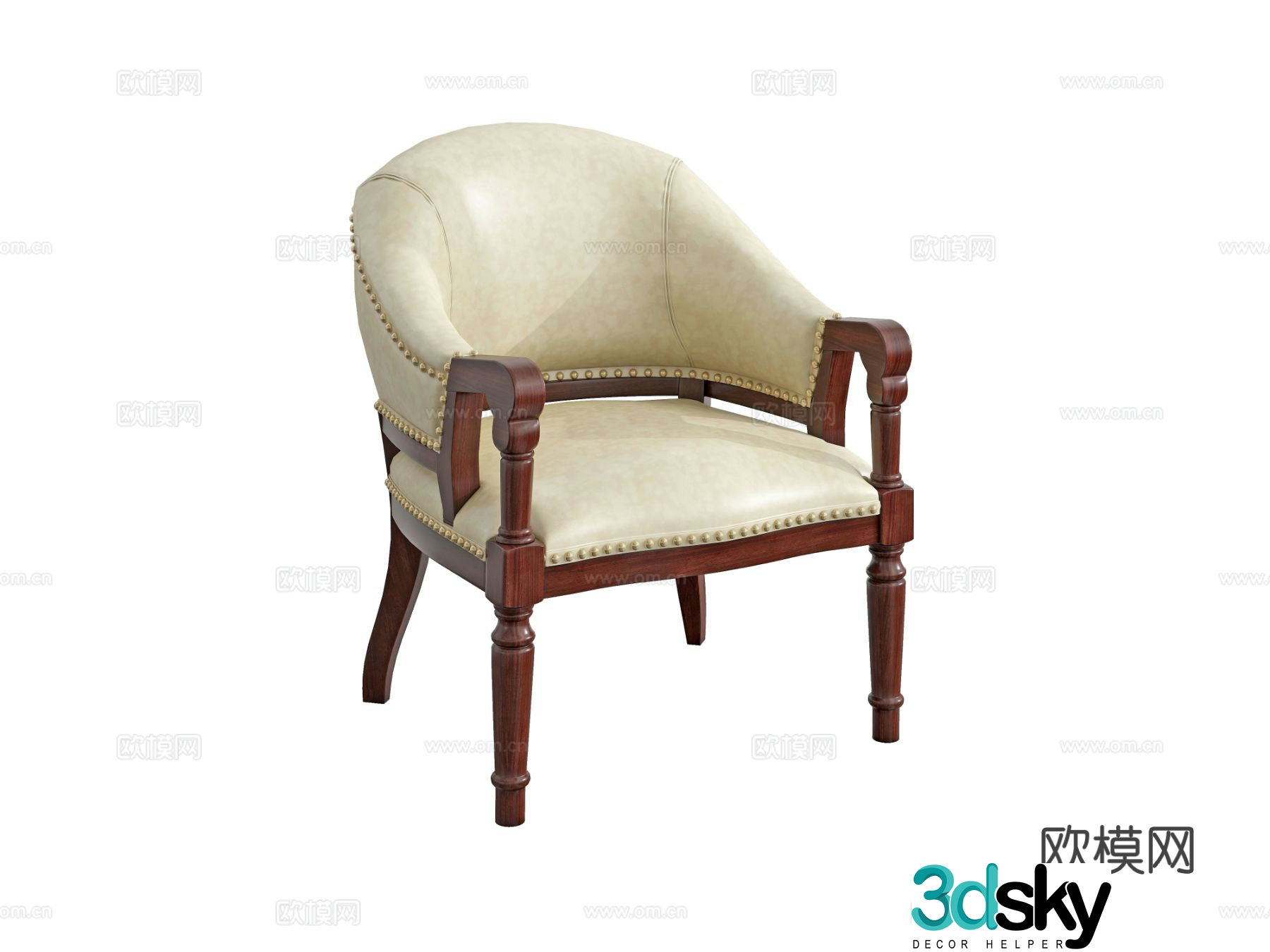Simple European chair leisure chair 3d model