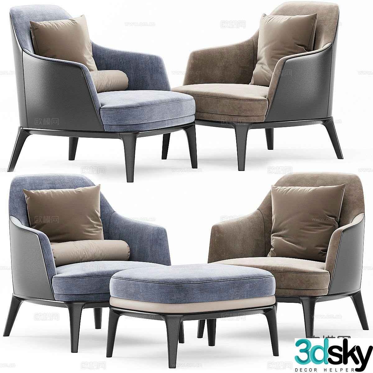 Modern chair sofa chair dining chair 3d model