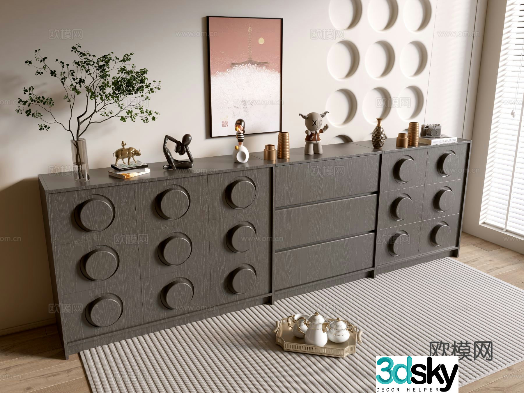 Modern entryway cabinet side cabinet 3d model