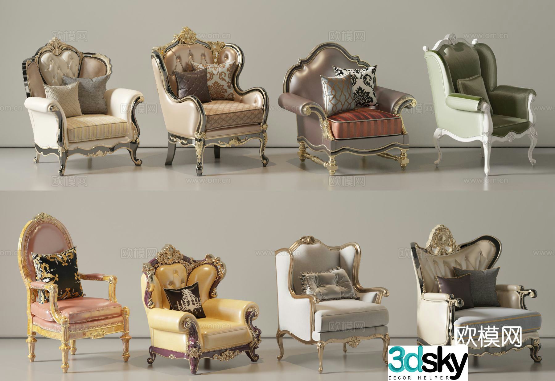 European style single sofa 3d model