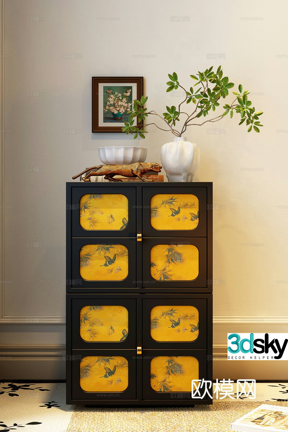 French side cabinet entrance cabinet 3d model
