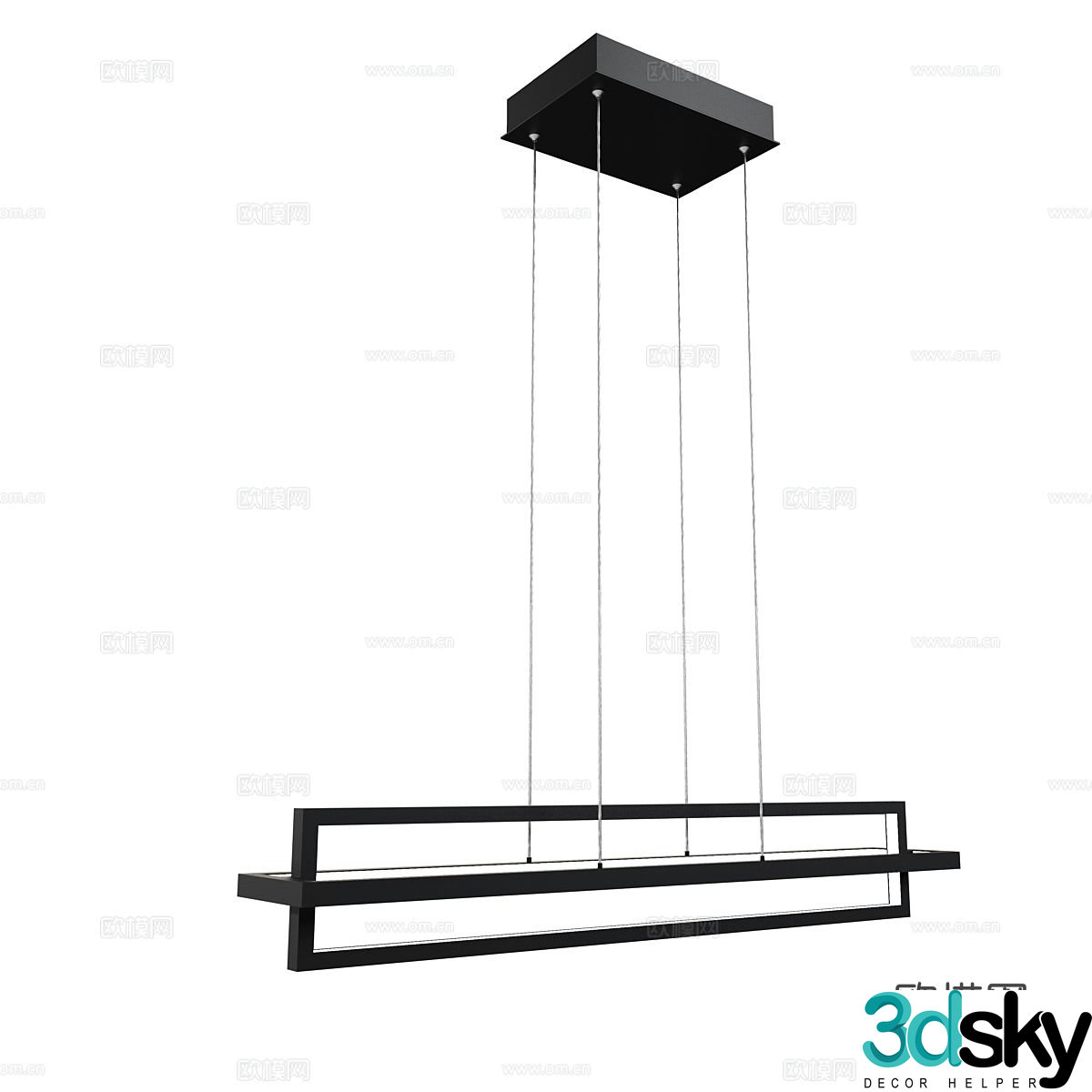 Modern minimalist chandelier long chandelier 3d model