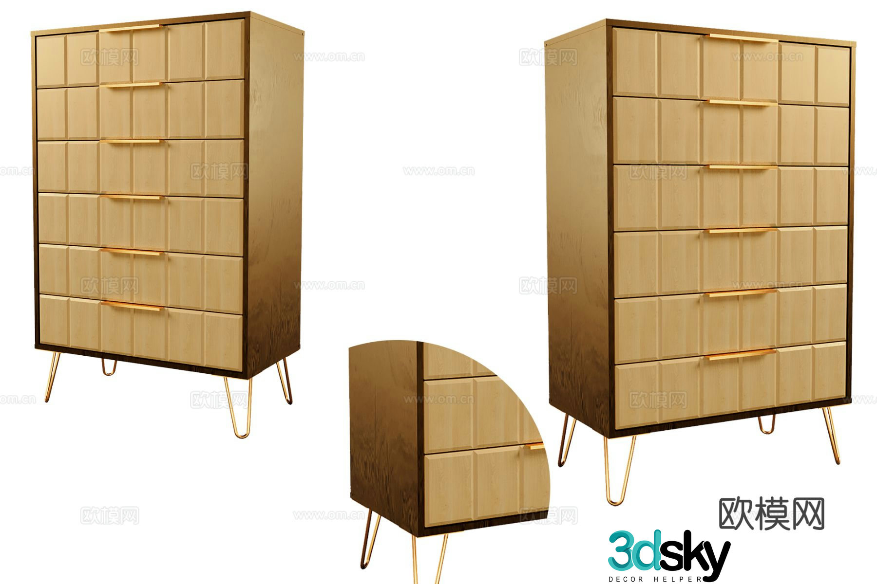 Modern entryway cabinet drawer 3d model