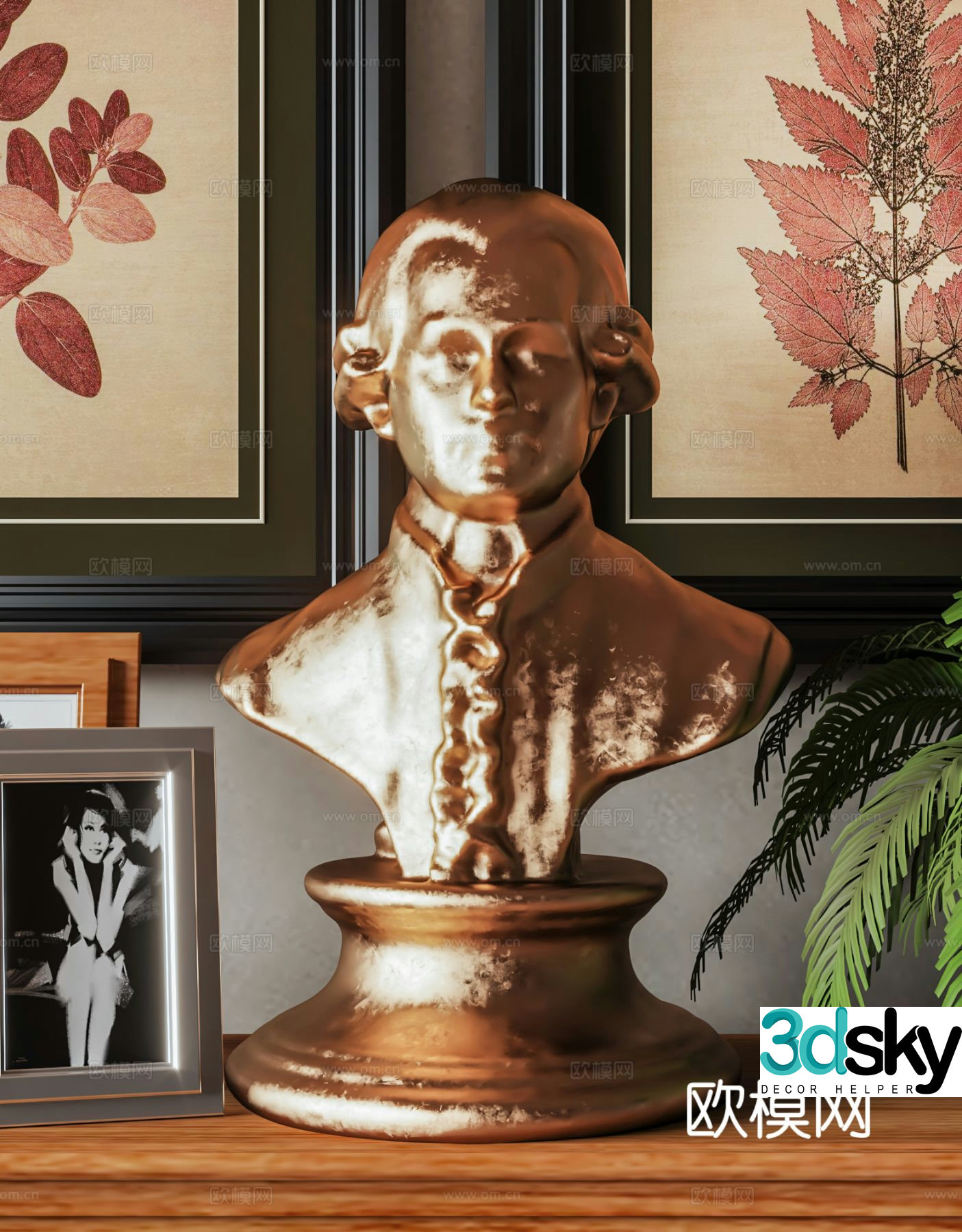 European Mozart sculpture 3D model