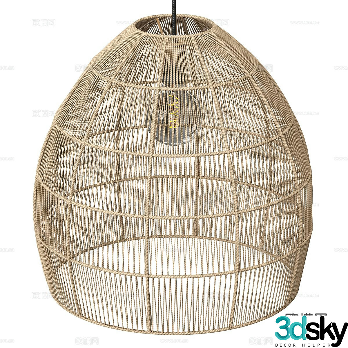 Wabi Sabi restaurant chandelier rattan chandelier 3d model