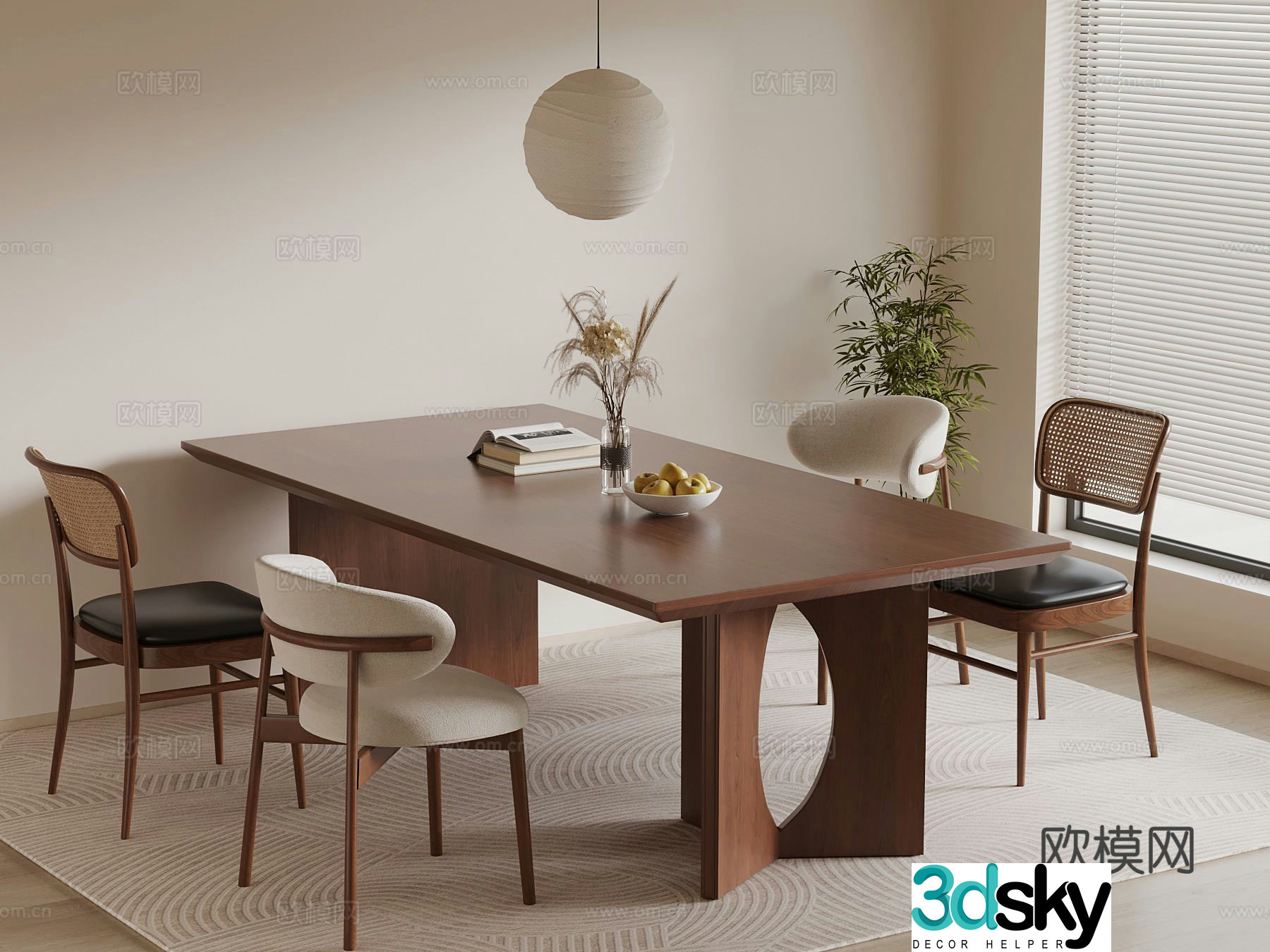 Medieval style dining table and chairs bar dining table 3D model
