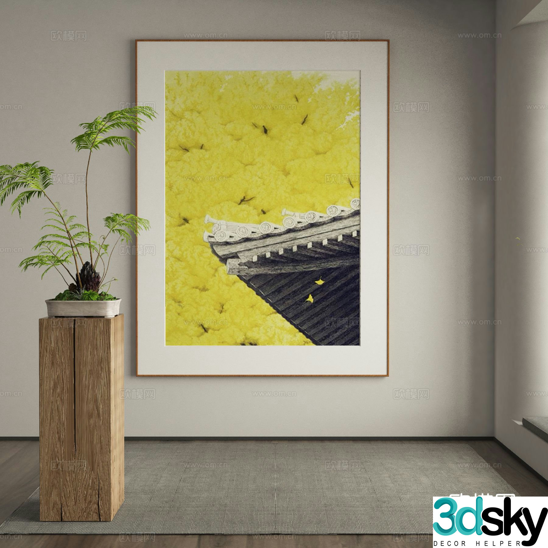 New Chinese style decorative painting architectural painting hanging painting 3D model