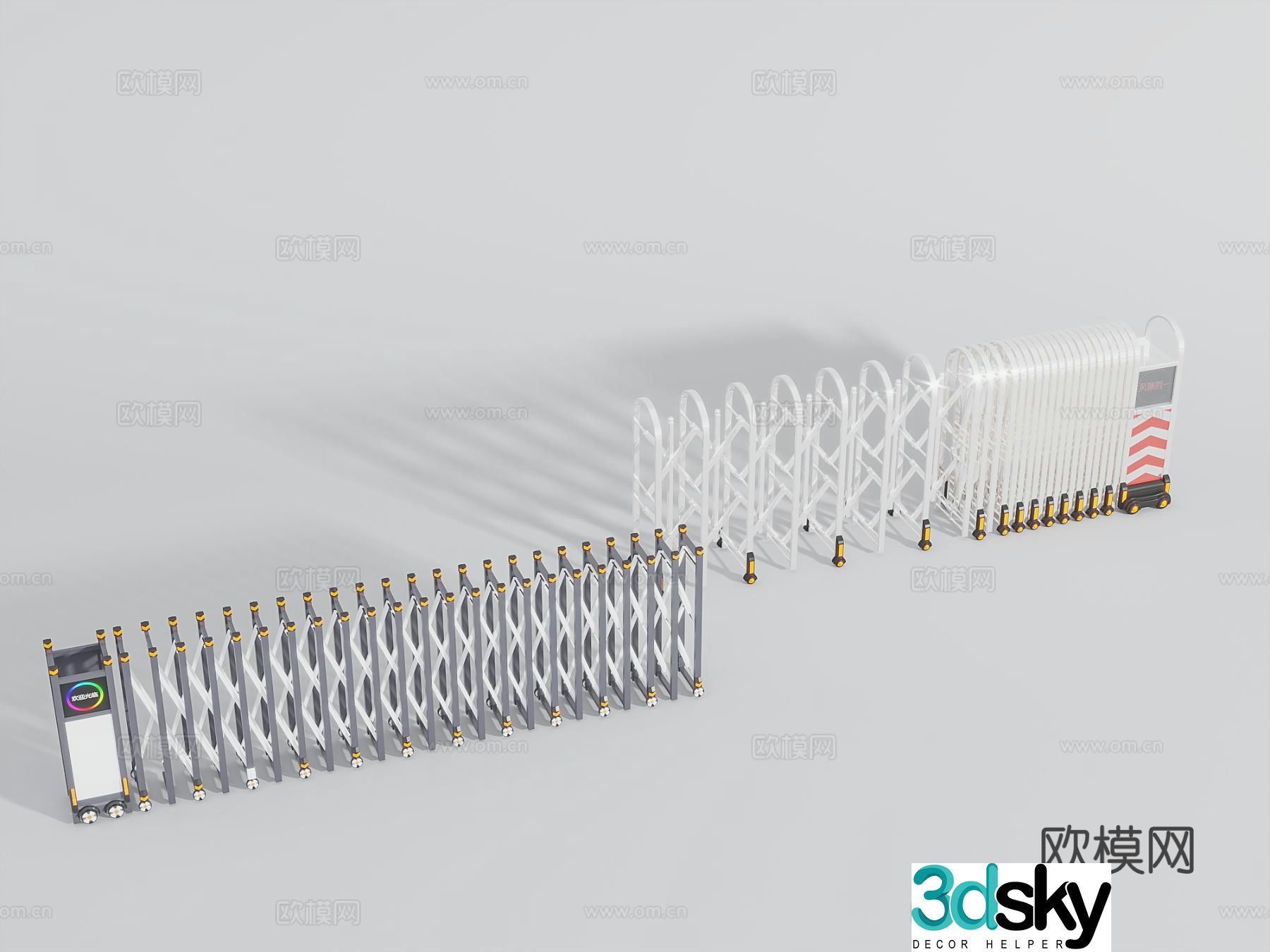 Access control security door retractable door 3d model