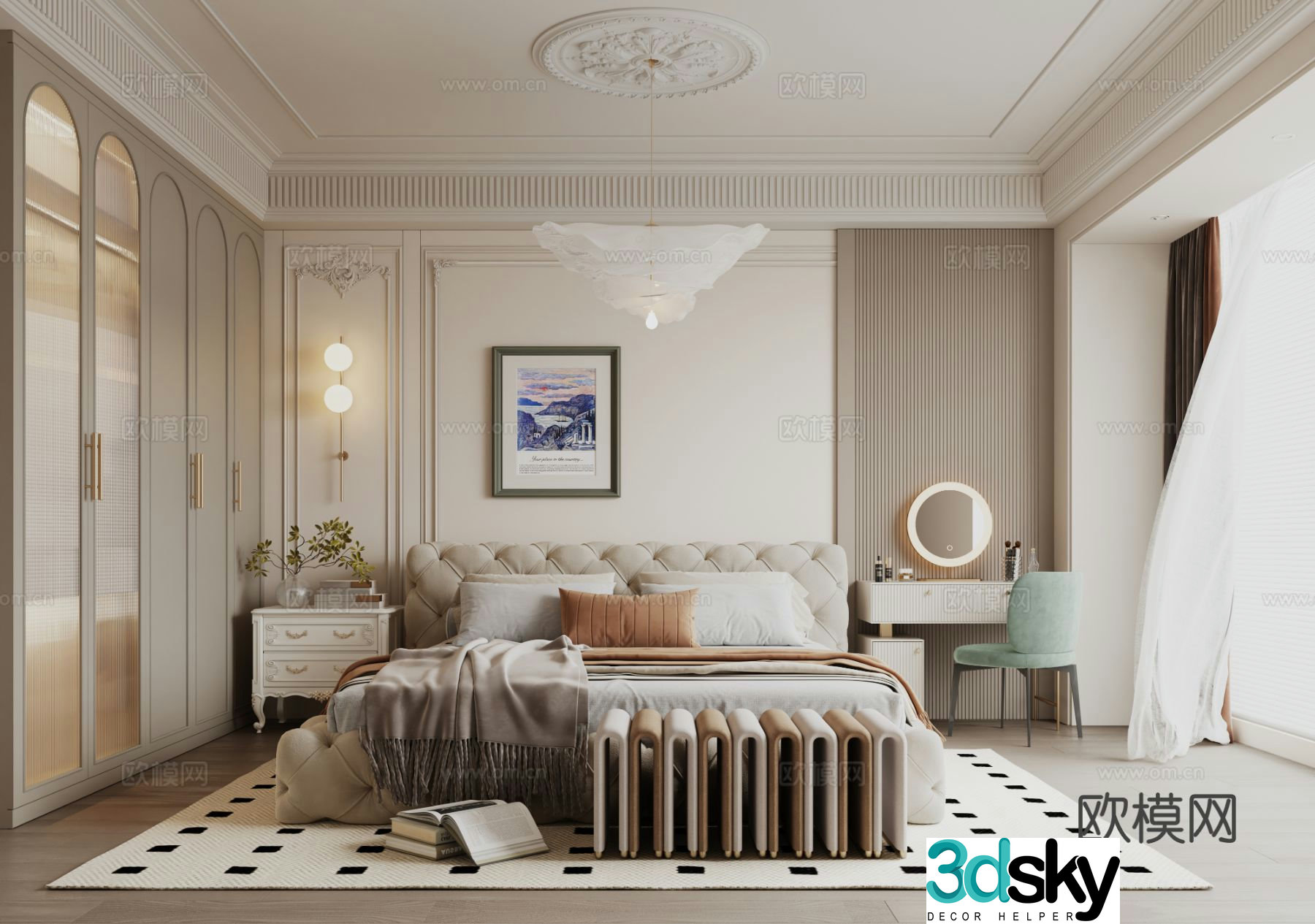 French bedroom master bedroom 3d model