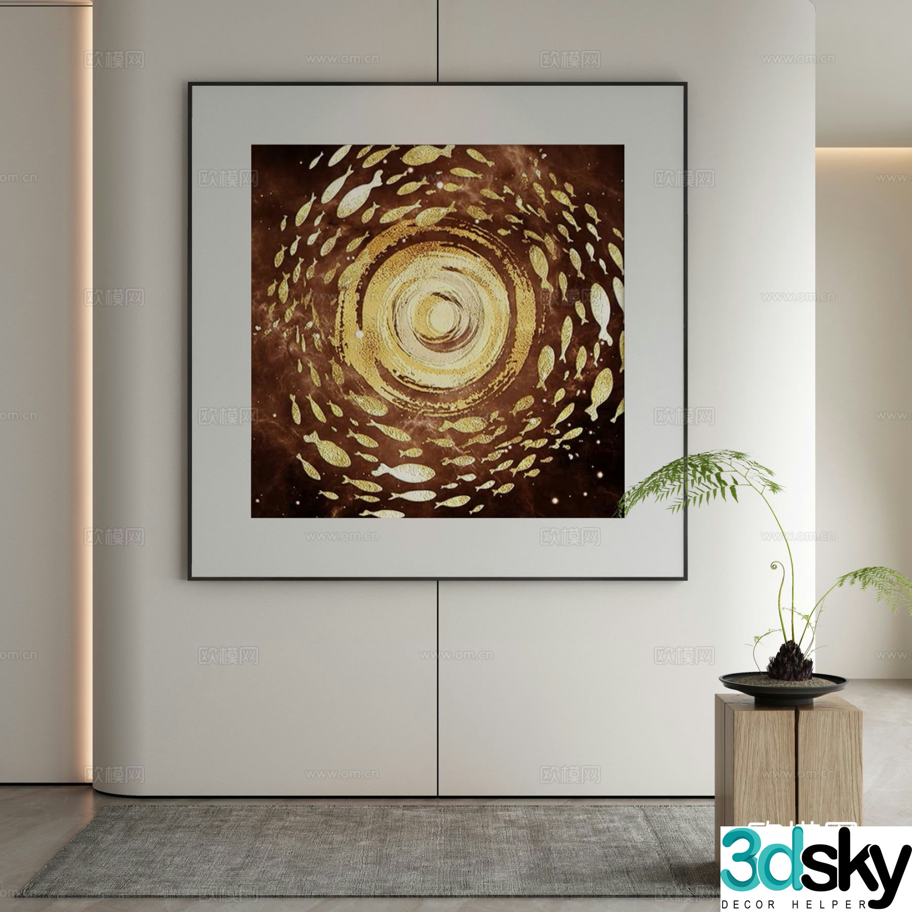 Modern texture painting decorative painting 3d model