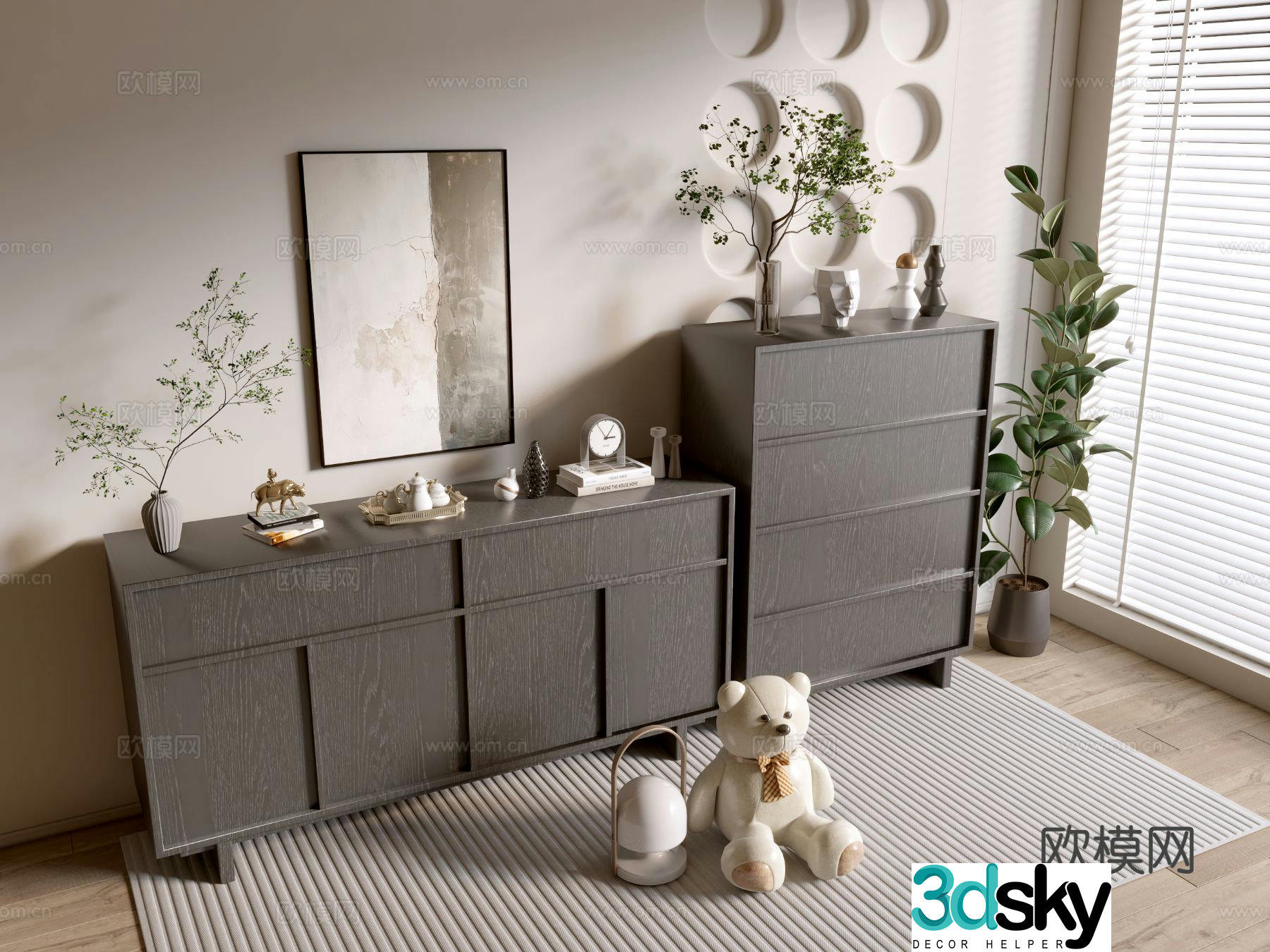 Modern entryway cabinet 3d model