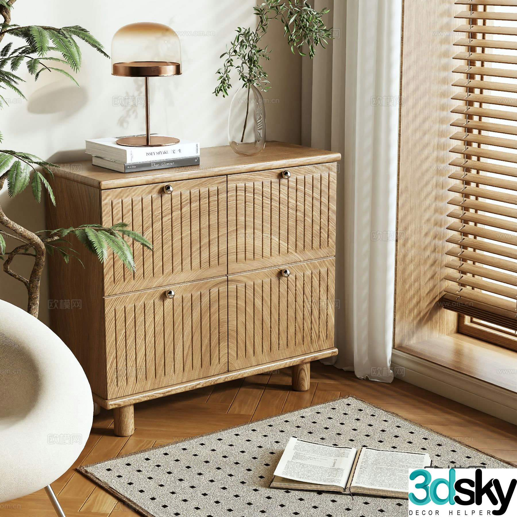 Wabi-sabi entrance cabinet 3d model