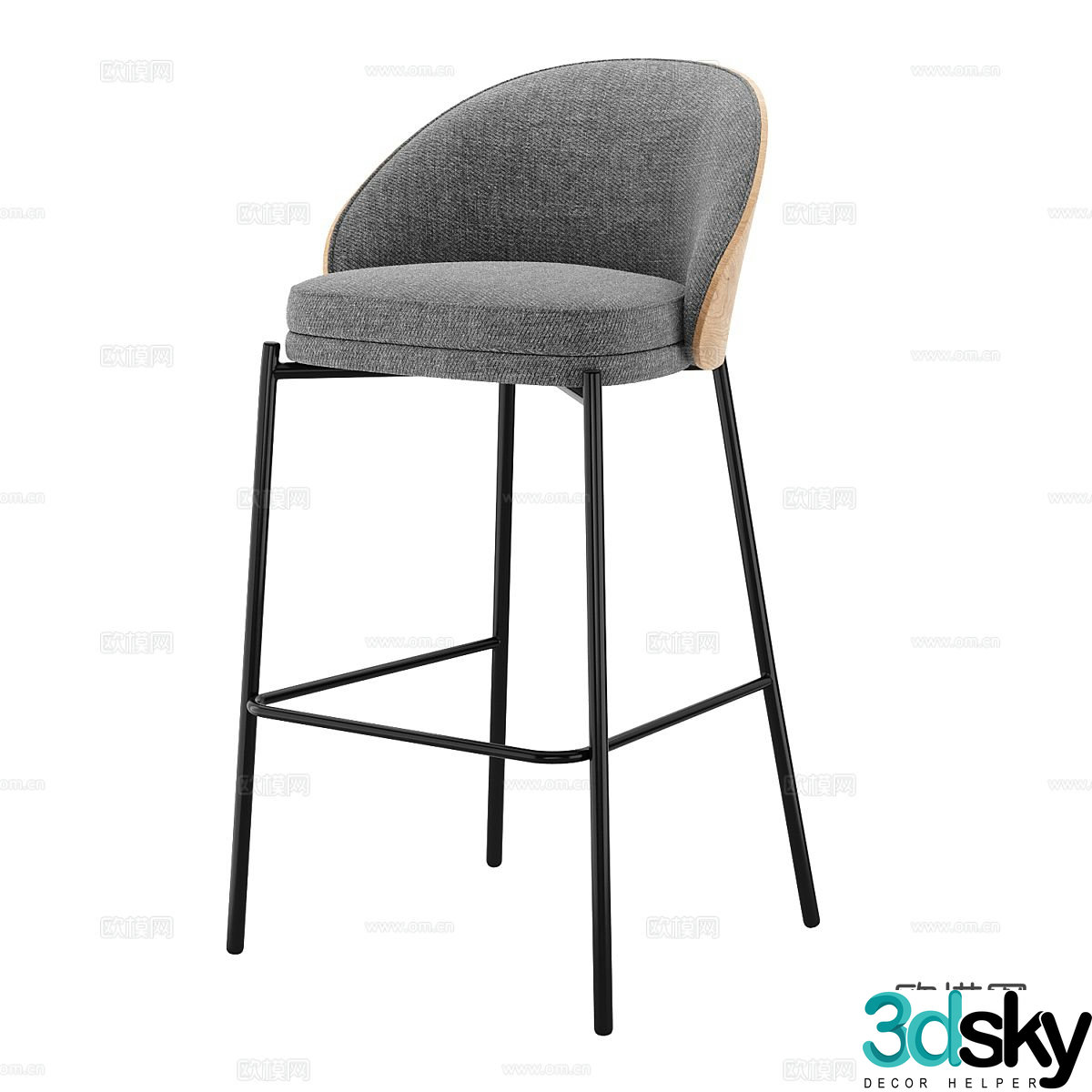 Nordic bar stool bar stool high stool 3d model